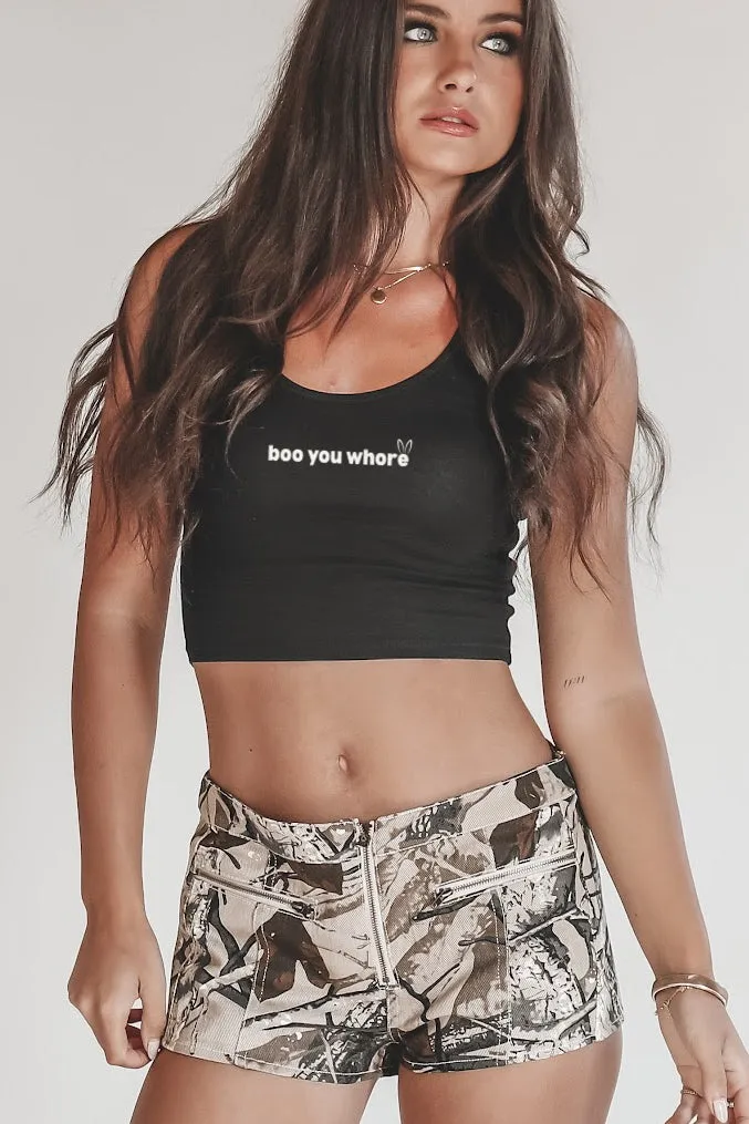 Boo You Whore Minimalist Halloween Crop Tank Top sold by Amazing Lace