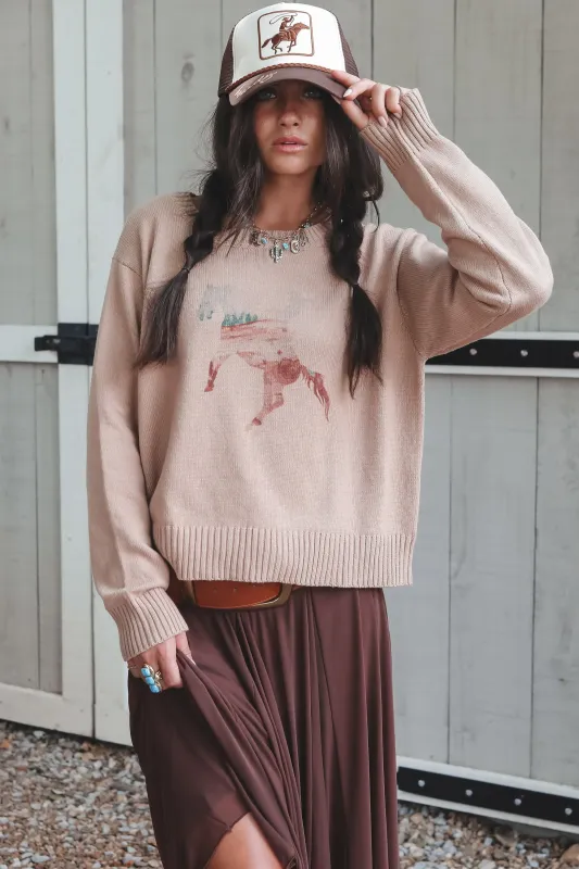 In The Wild Wild West Sunset Cowgirl Horse Sweater sold by Amazing Lace