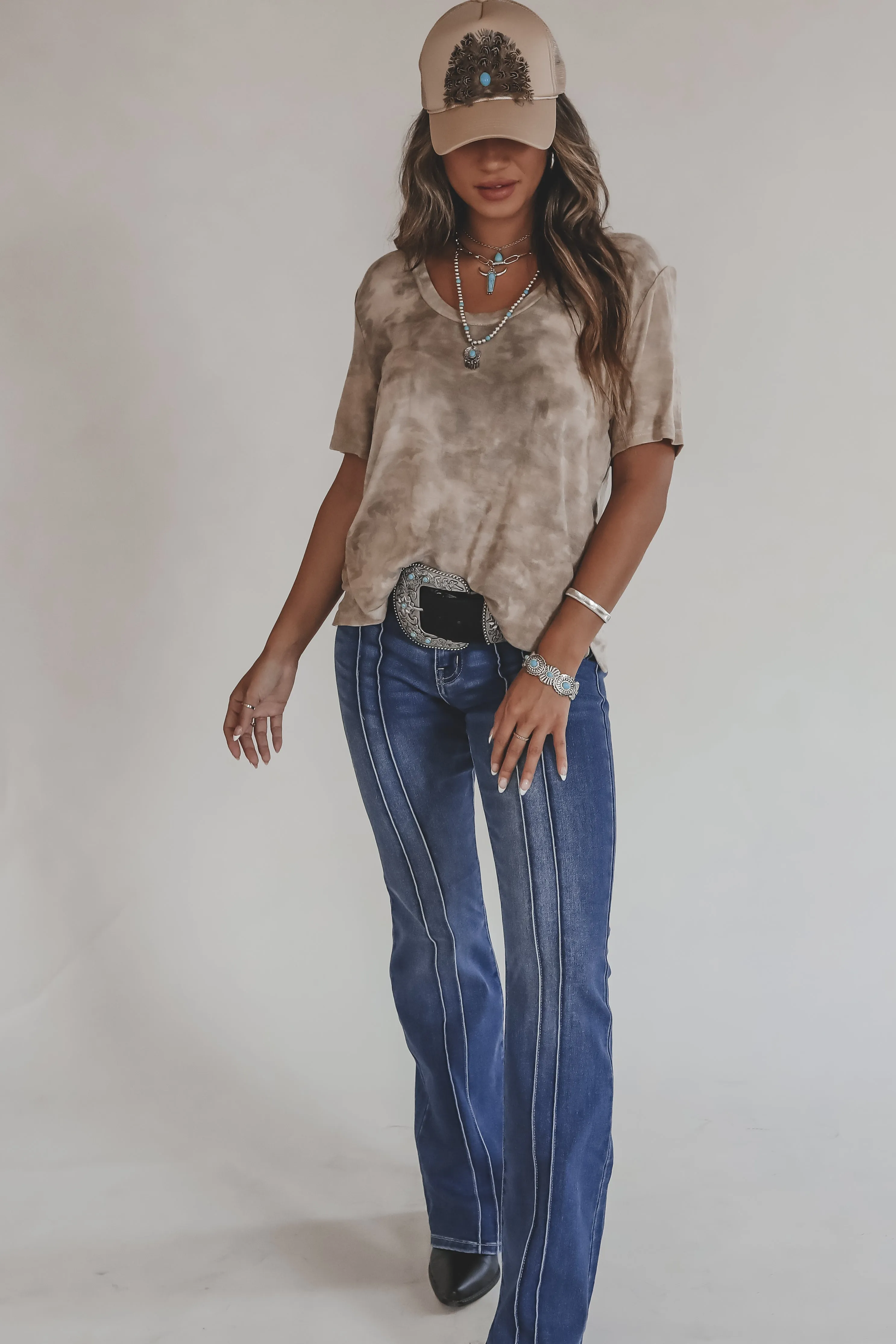 Down For A Good Time Dark Denim Low Rise Flare Pants sold by Amazing Lace product image thumbnail 4