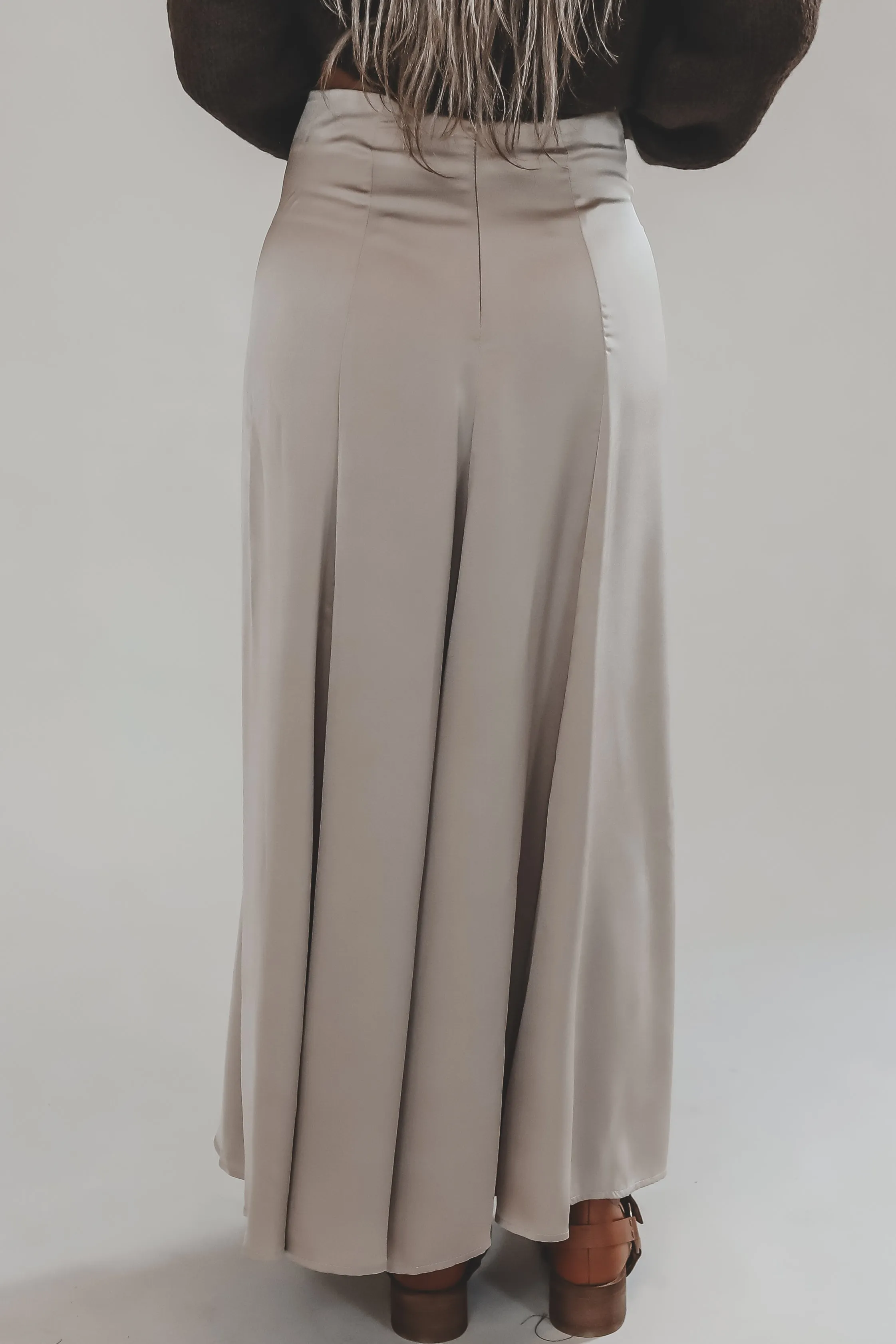 Caught You Blushing Beige Satin Maxi Skirt sold by Amazing Lace product image thumbnail 3