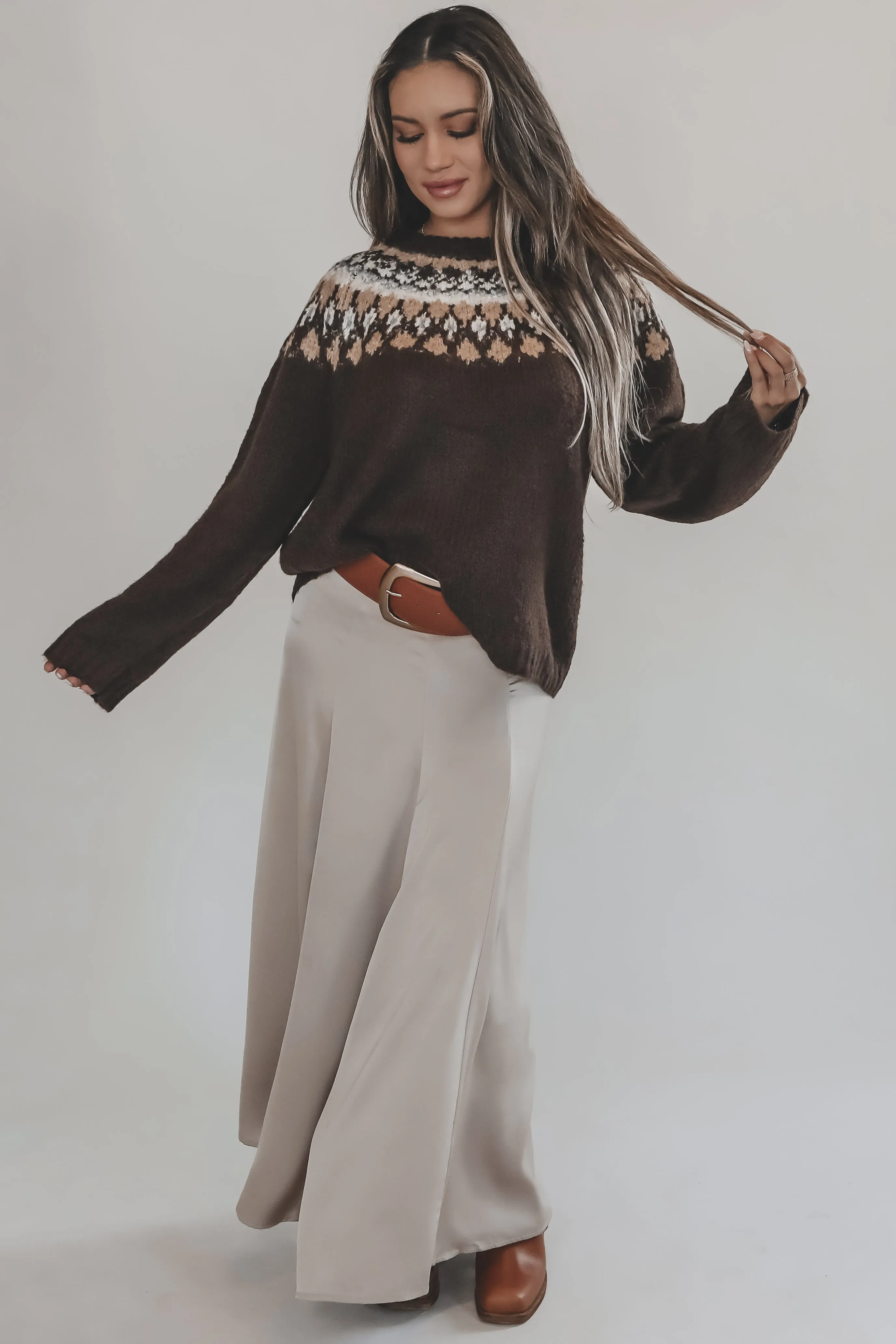 Caught You Blushing Beige Satin Maxi Skirt sold by Amazing Lace product image thumbnail 2