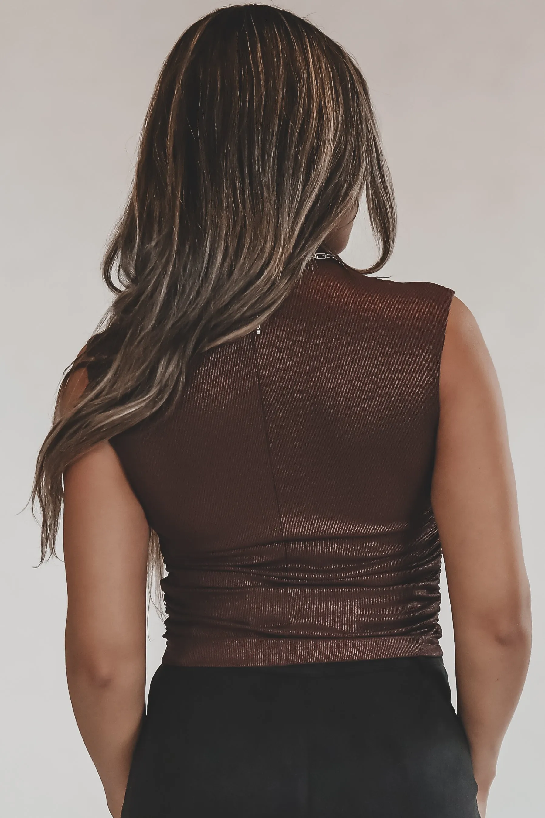 A Sparkle And Shine Mock Neck Brown Simmer Top sold by Amazing Lace product image thumbnail 4