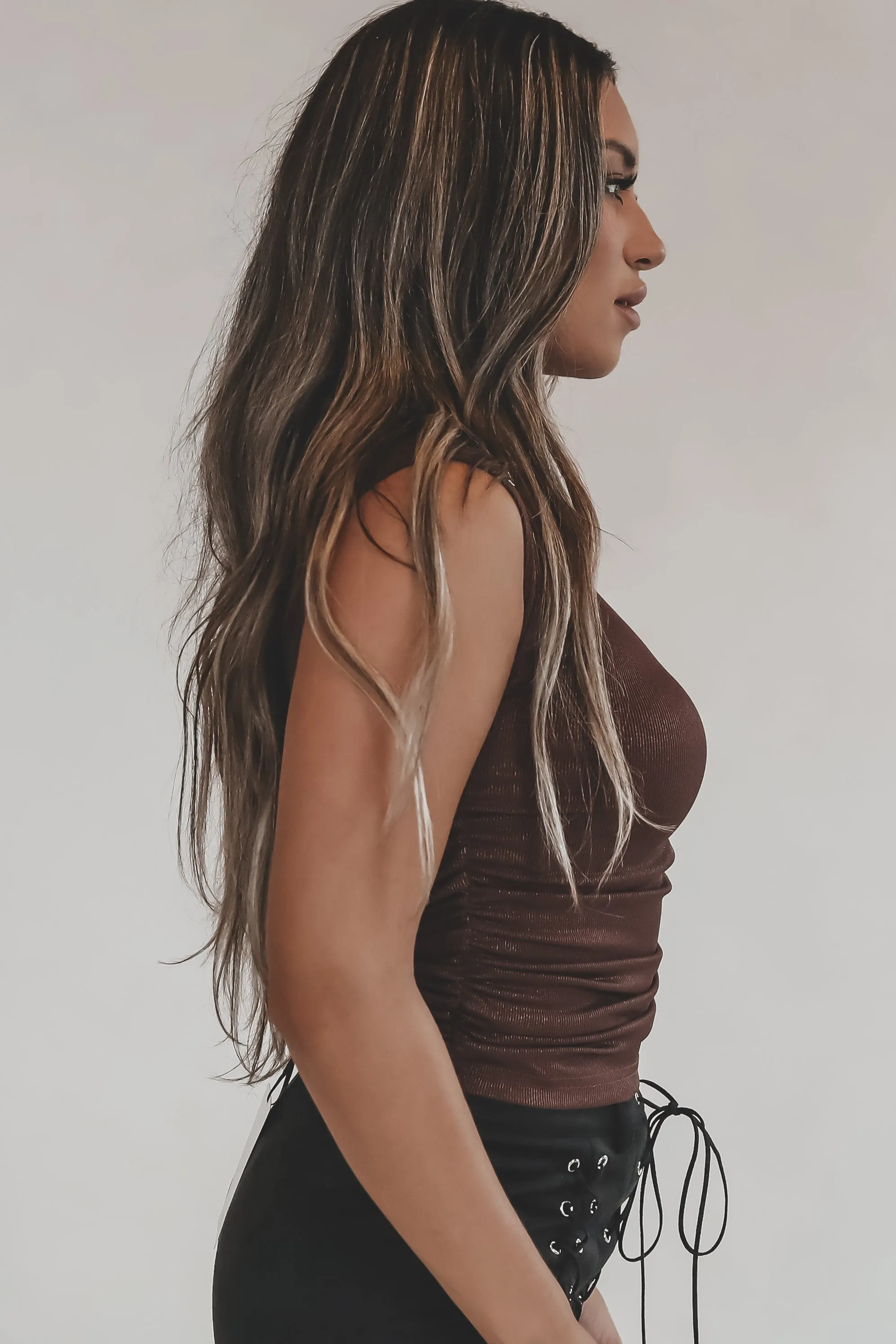 A Sparkle And Shine Mock Neck Brown Simmer Top sold by Amazing Lace product image thumbnail 3
