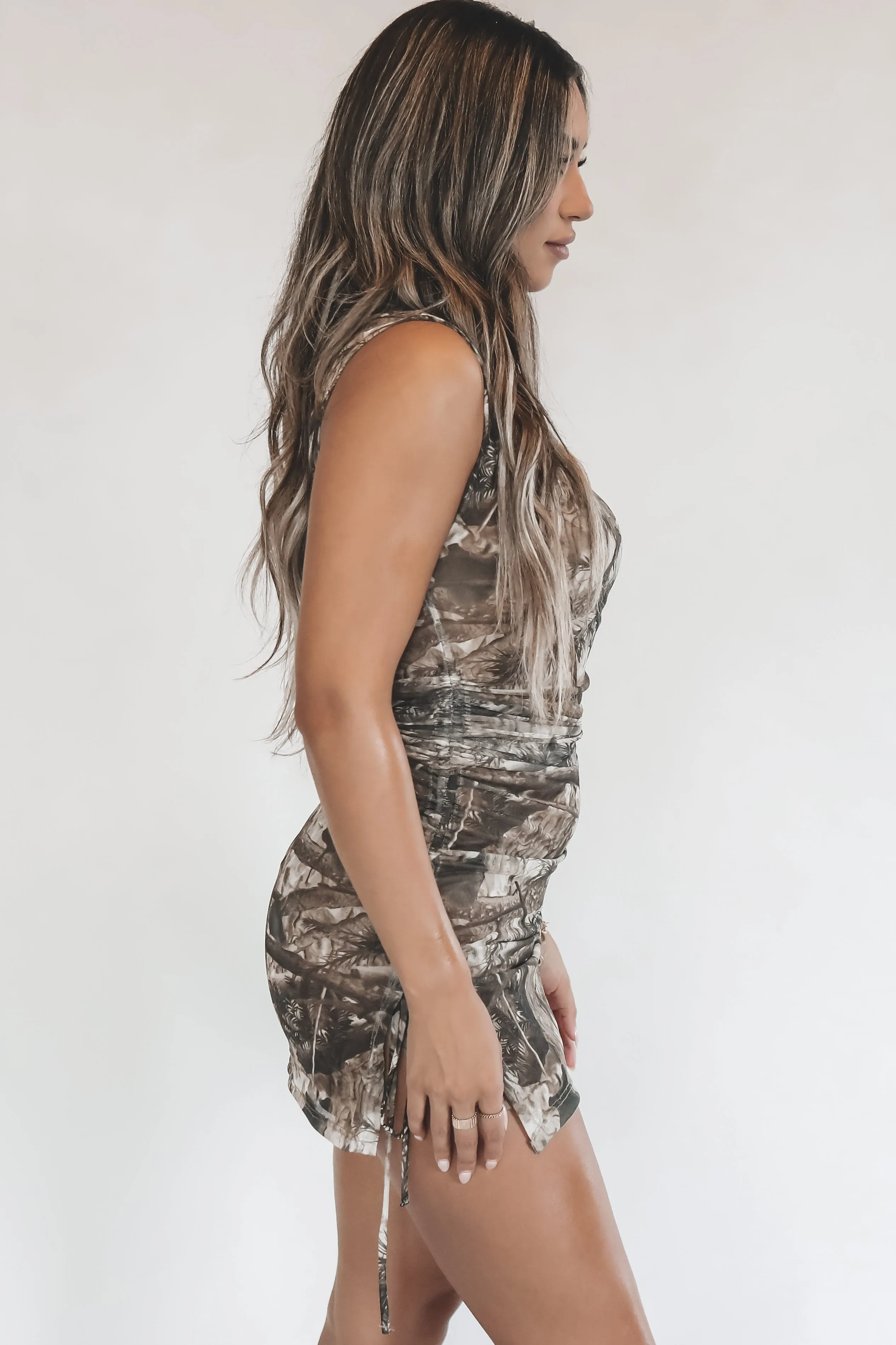 Huntin’ For A Dime Camo Off The Shoulder Mesh Dress sold by Amazing Lace product image thumbnail 5