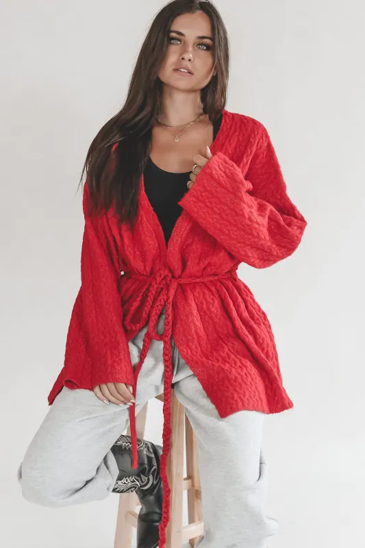Wrote It In The Stars Red Knit Cardigan Sweater Top sold by Amazing Lace