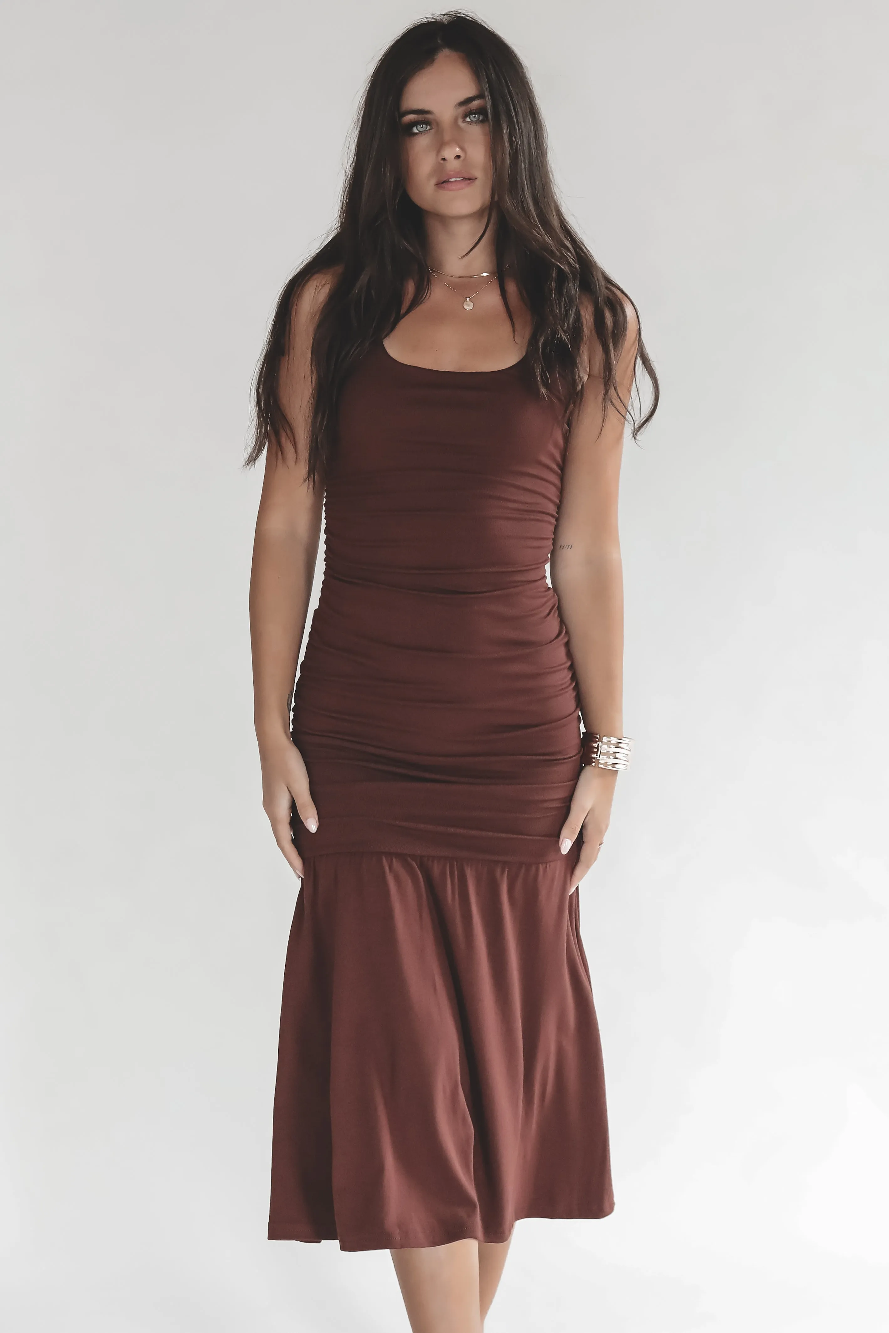 I’ll Cheers To That Brown Midi Dress sold by Amazing Lace product image thumbnail 5