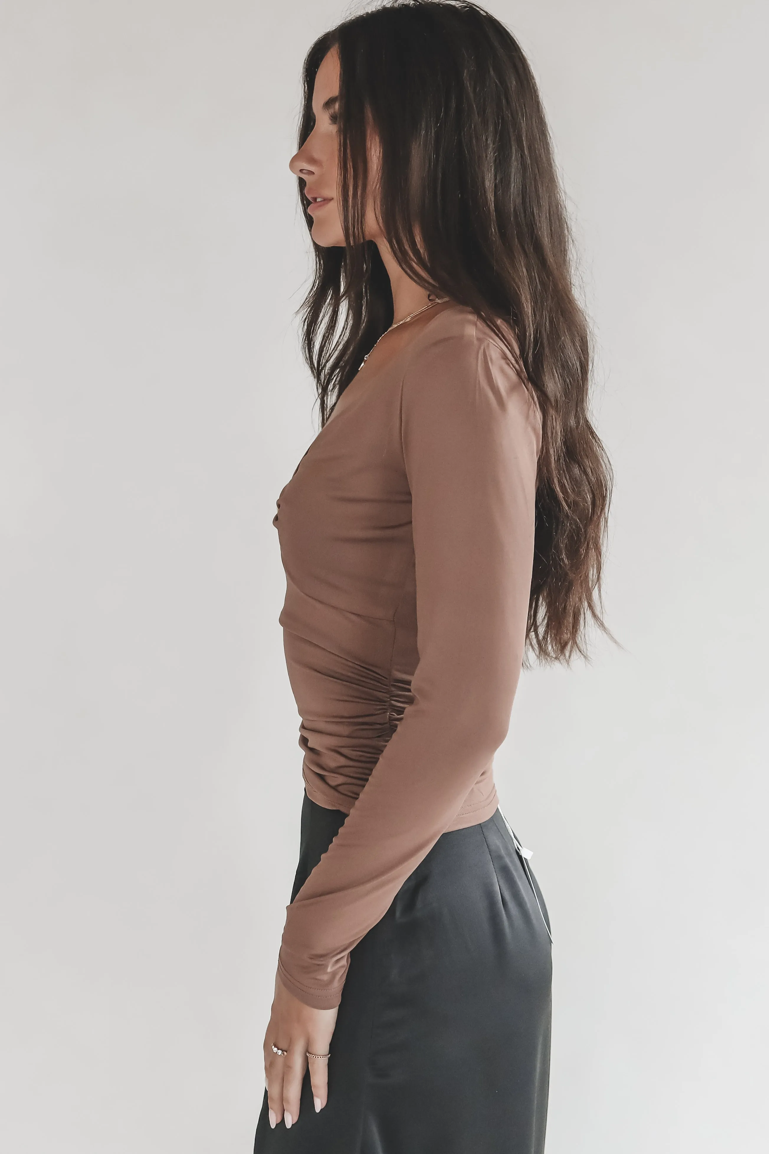 Minding My Own Mocha Long Sleeve Top sold by Amazing Lace product image thumbnail 5