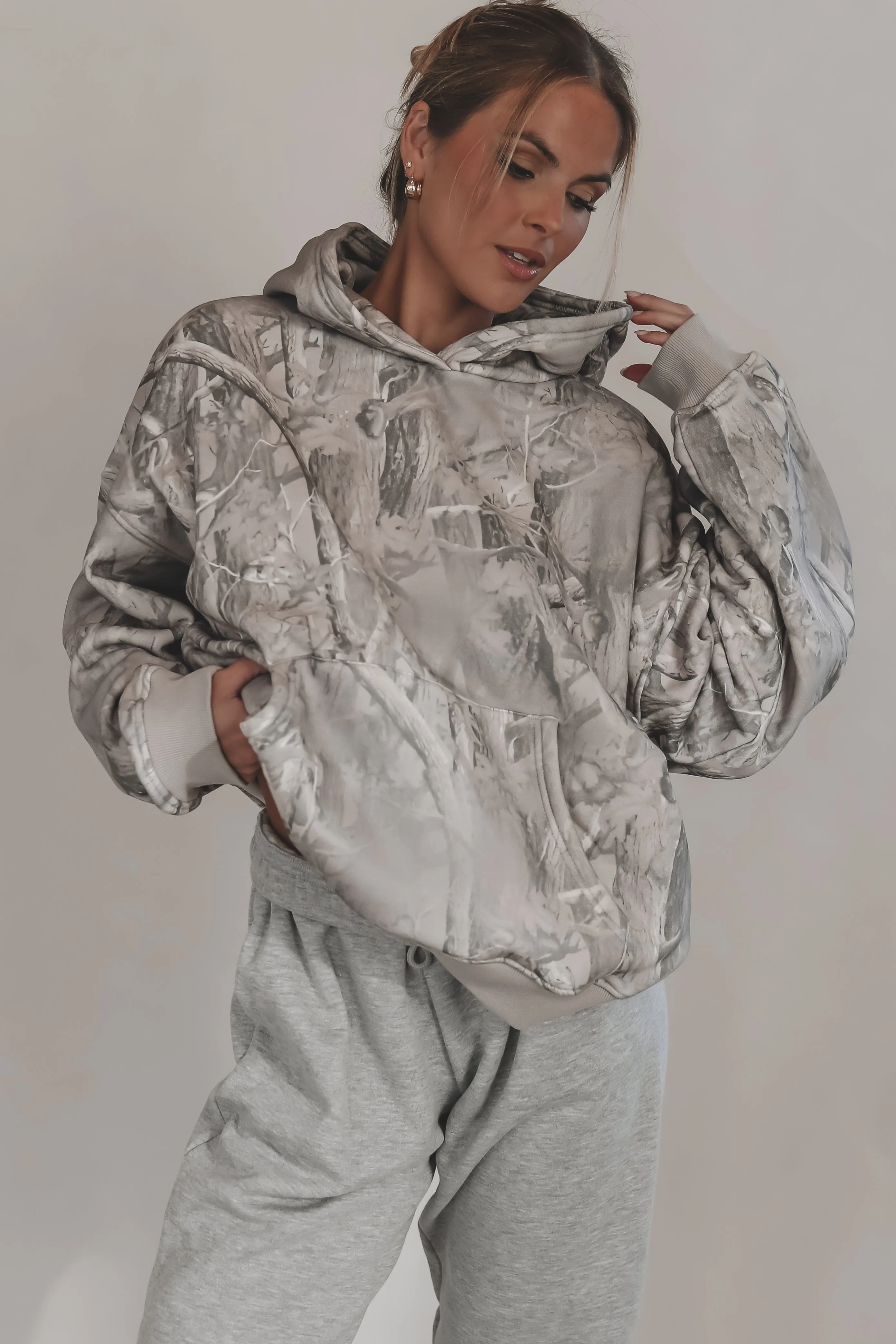 Laying Low Gray Washed Camo Hoodie Sweatshirt sold by Amazing Lace product image thumbnail 5
