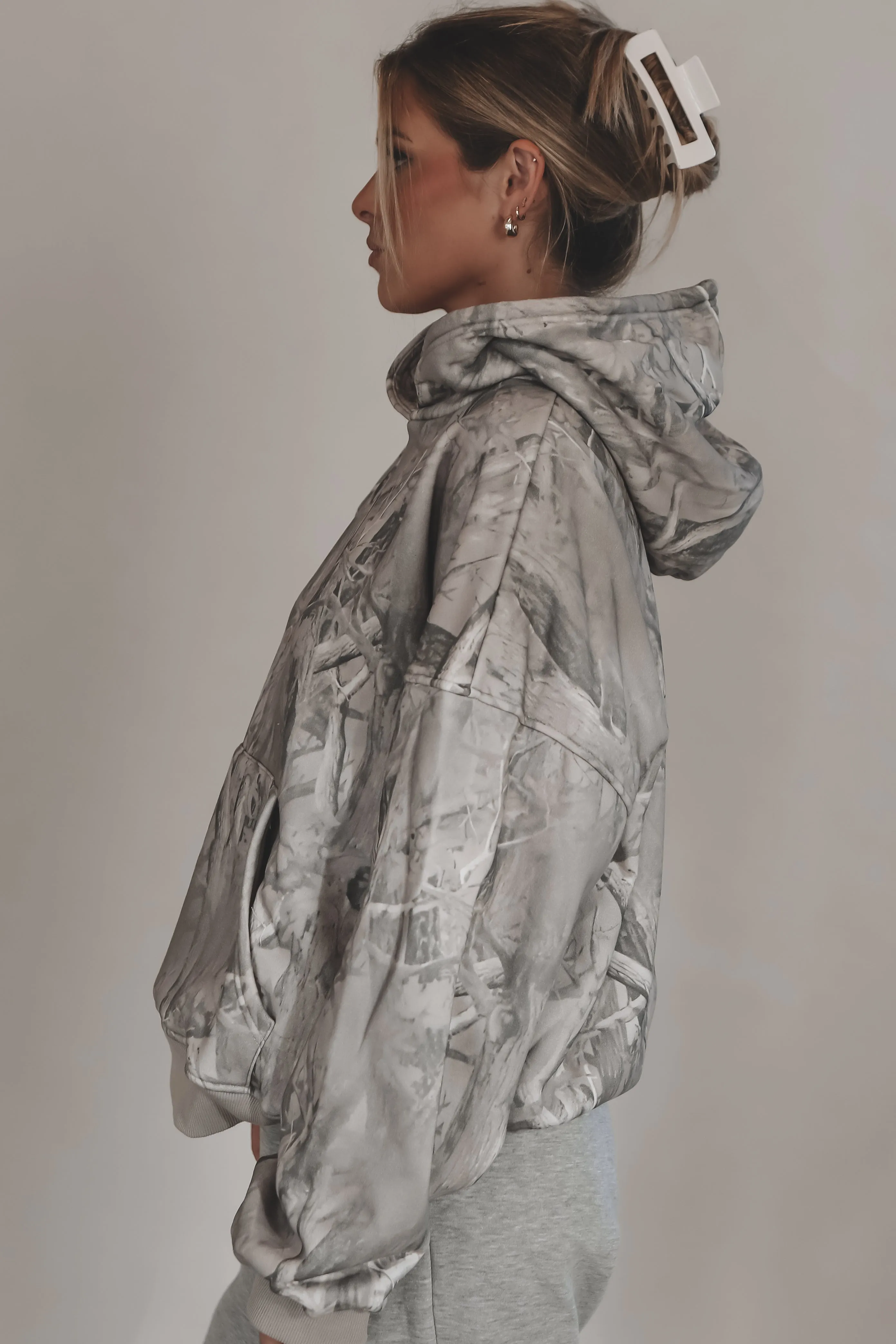 Laying Low Gray Washed Camo Hoodie Sweatshirt sold by Amazing Lace product image thumbnail 3