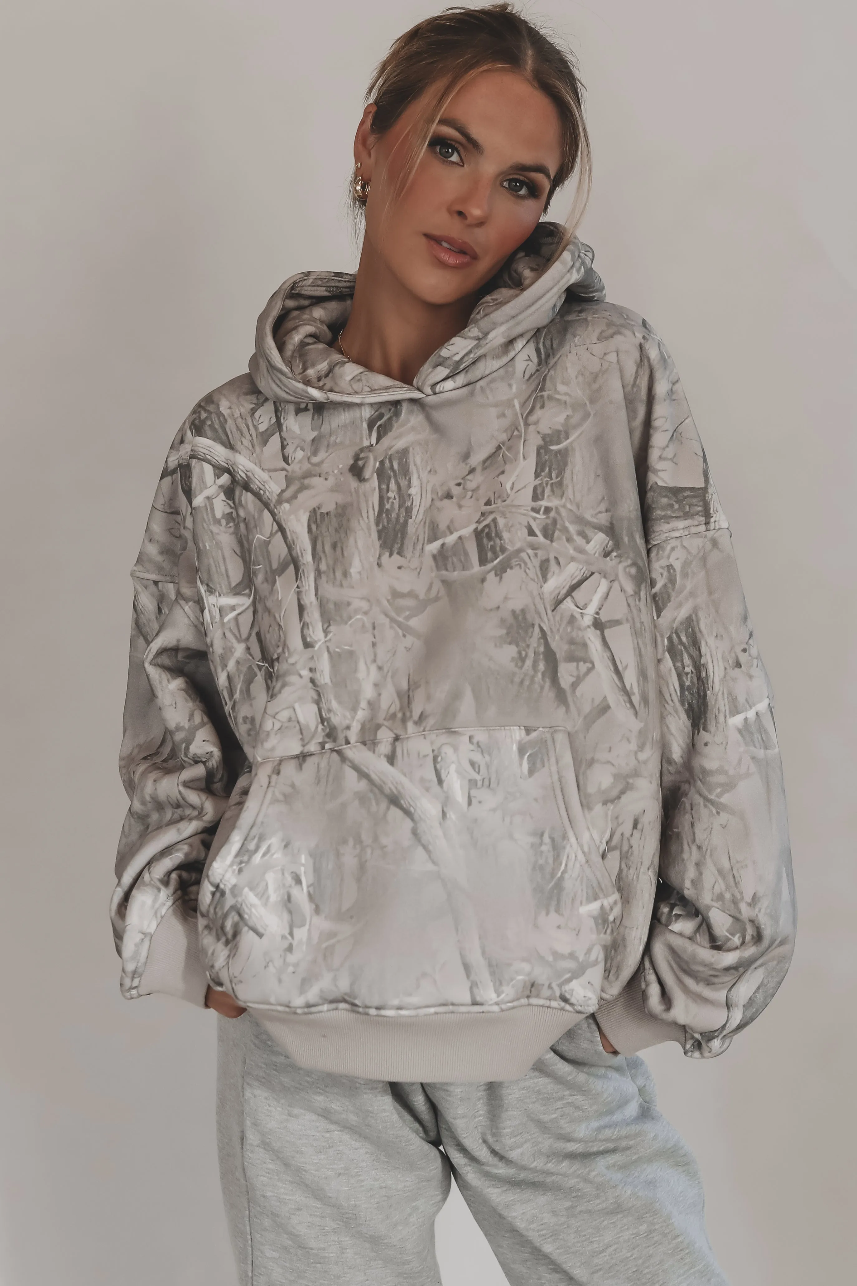 Laying Low Gray Washed Camo Hoodie Sweatshirt sold by Amazing Lace