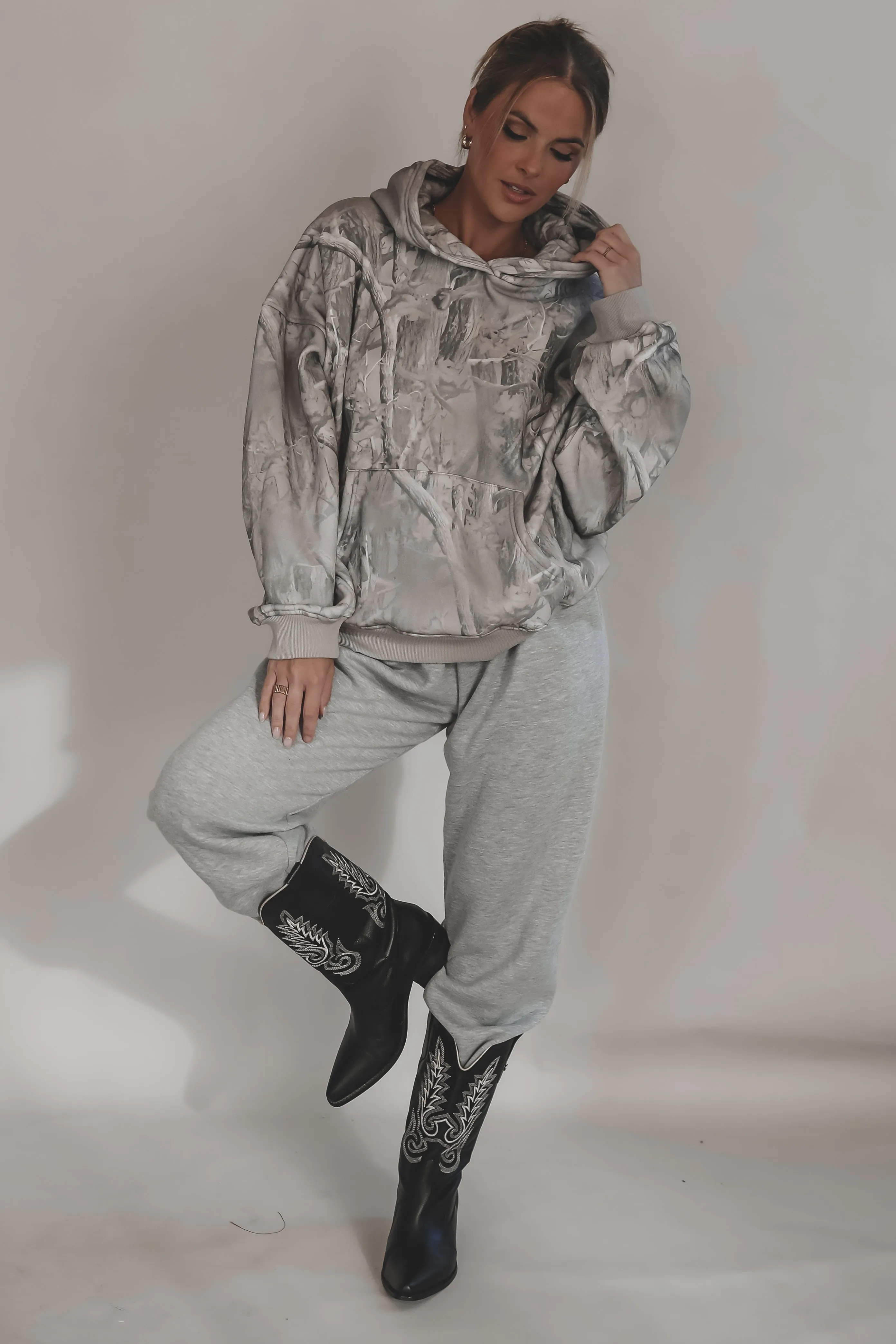 Laying Low Gray Washed Camo Hoodie Sweatshirt sold by Amazing Lace product image thumbnail 4