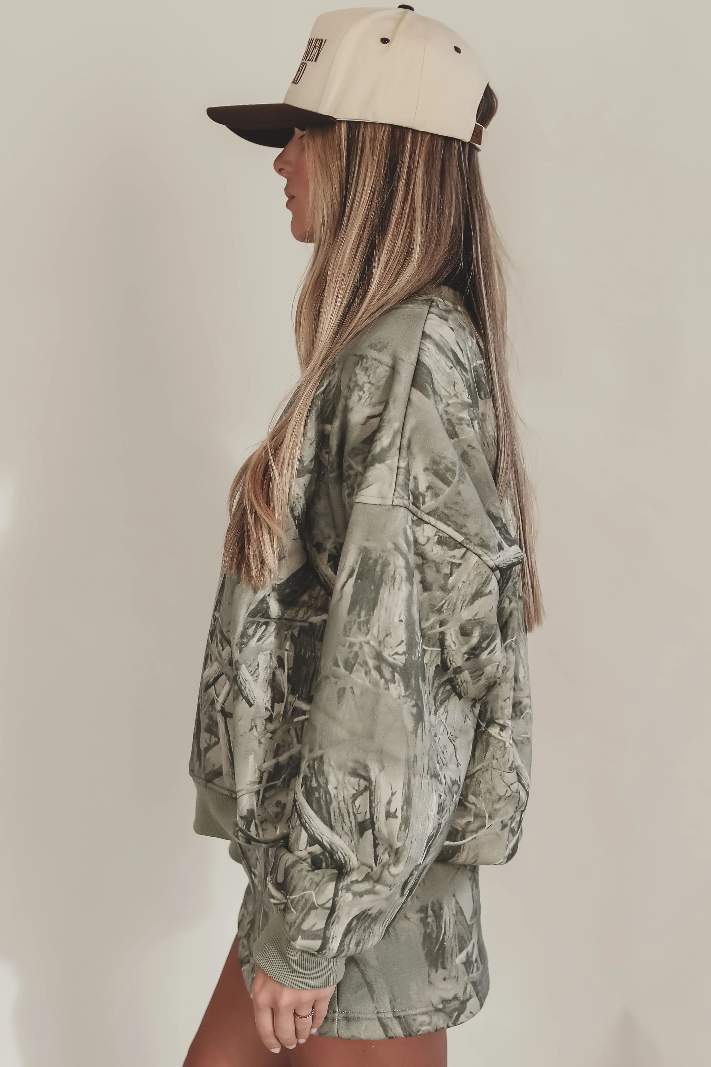 Airport Crush Oversized Camo Crewneck Pullover Sweatshirt sold by Amazing Lace product image thumbnail 3