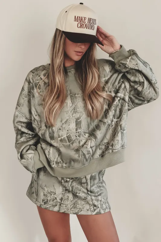 Airport Crush Oversized Camo Crewneck Pullover Sweatshirt sold by Amazing Lace