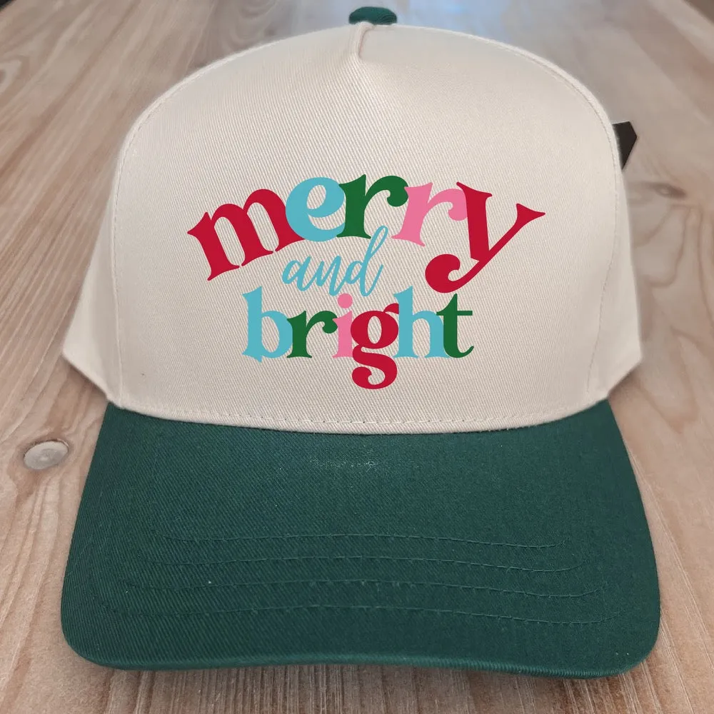 Merry and Bright Printed Christmas Holiday Trucker Hat sold by Amazing Lace product image thumbnail 2