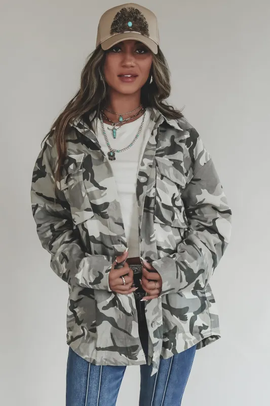 Playin It Camo Shacket Jacket Top sold by Amazing Lace