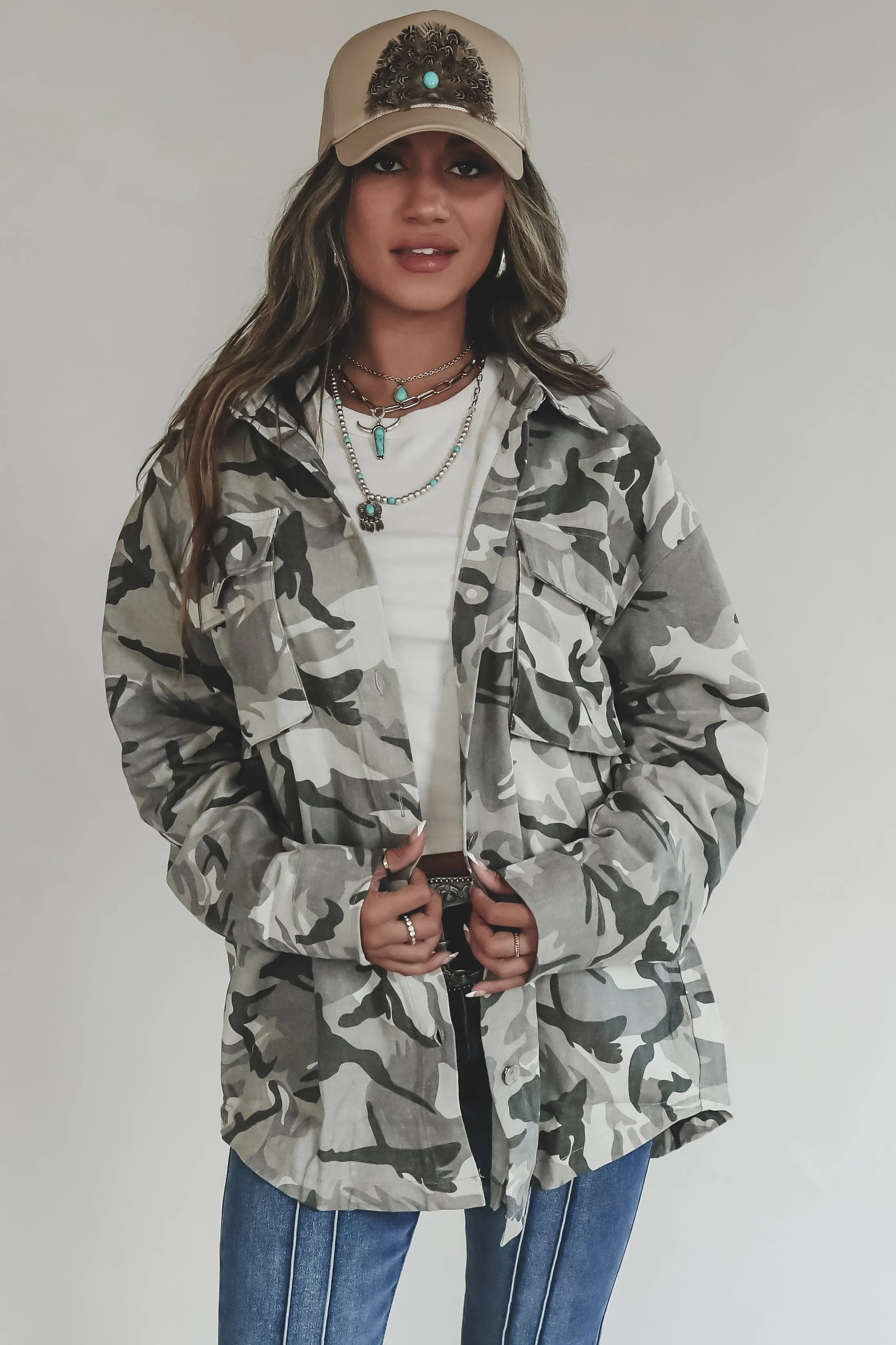 Playin It Camo Shacket Jacket Top sold by Amazing Lace