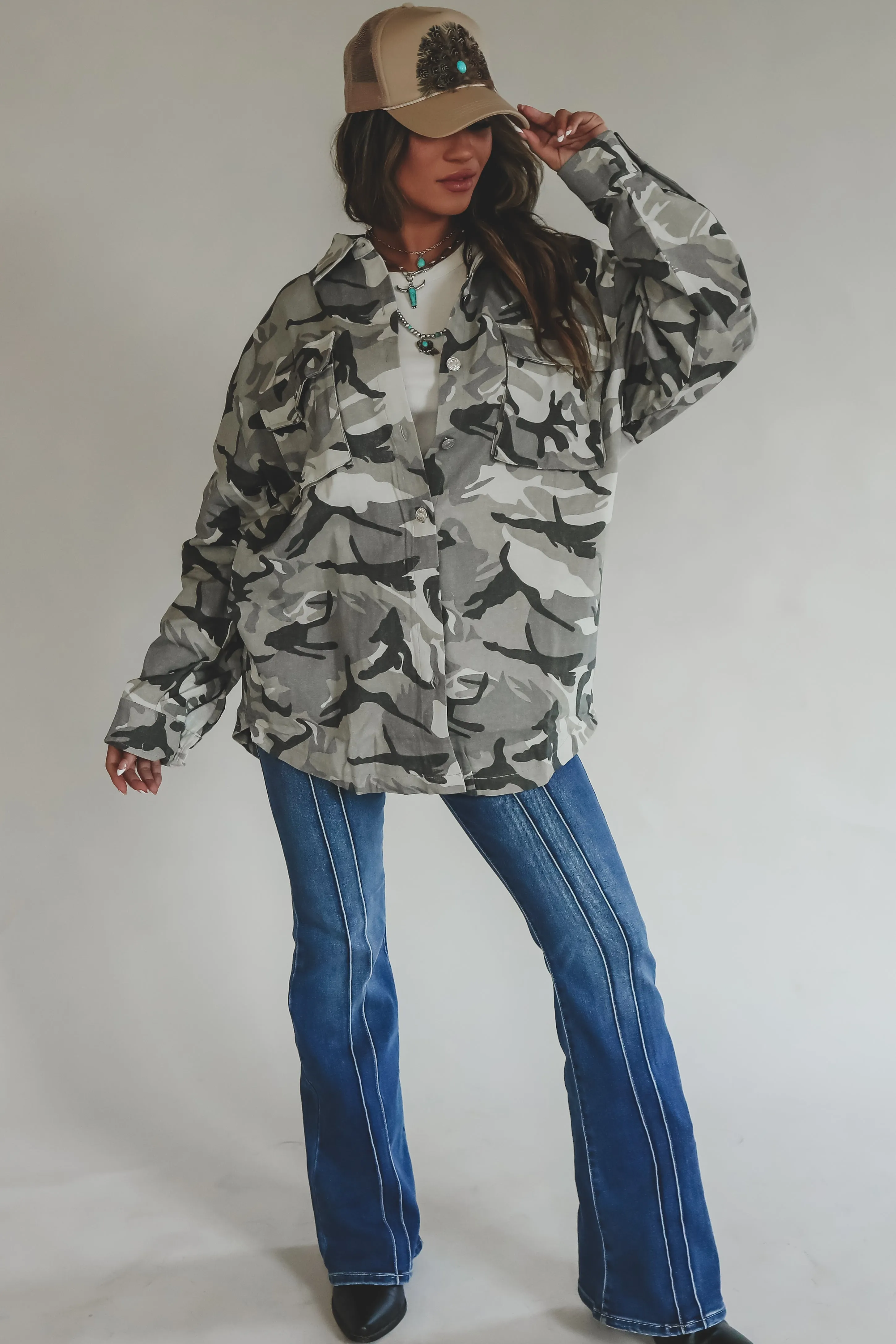 Playin It Camo Shacket Jacket Top sold by Amazing Lace product image thumbnail 5