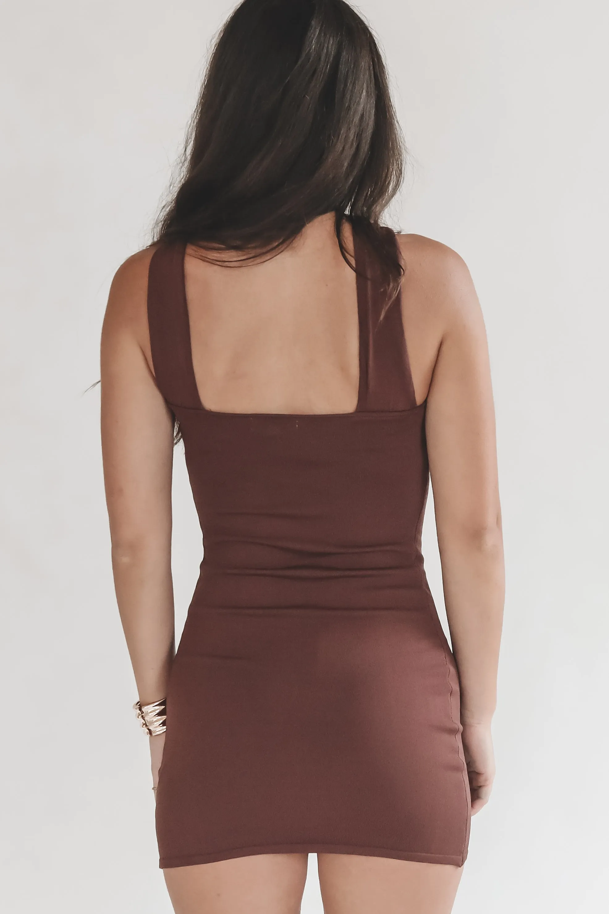 Martinis At Midnight Brown Mini Halter Dress sold by Amazing Lace product image thumbnail 5