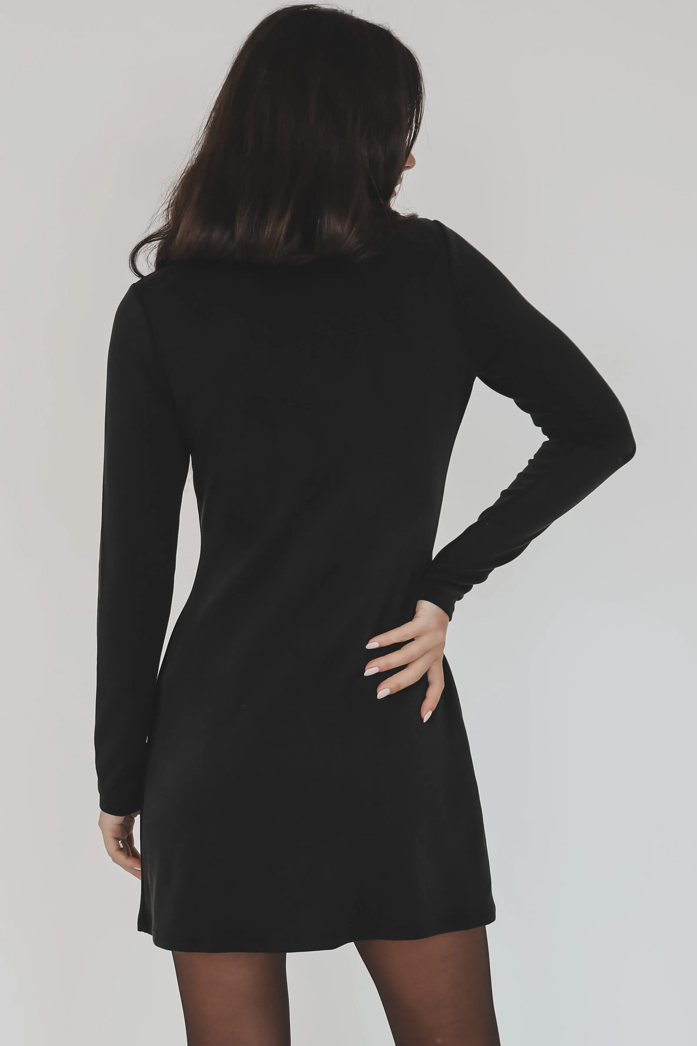 Sadie Long Sleeve Black Mock Neck Dress sold by Amazing Lace product image thumbnail 2