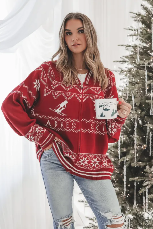 Weekend Getaway Apres Ski Zip Up Knit Cardigan sold by Amazing Lace