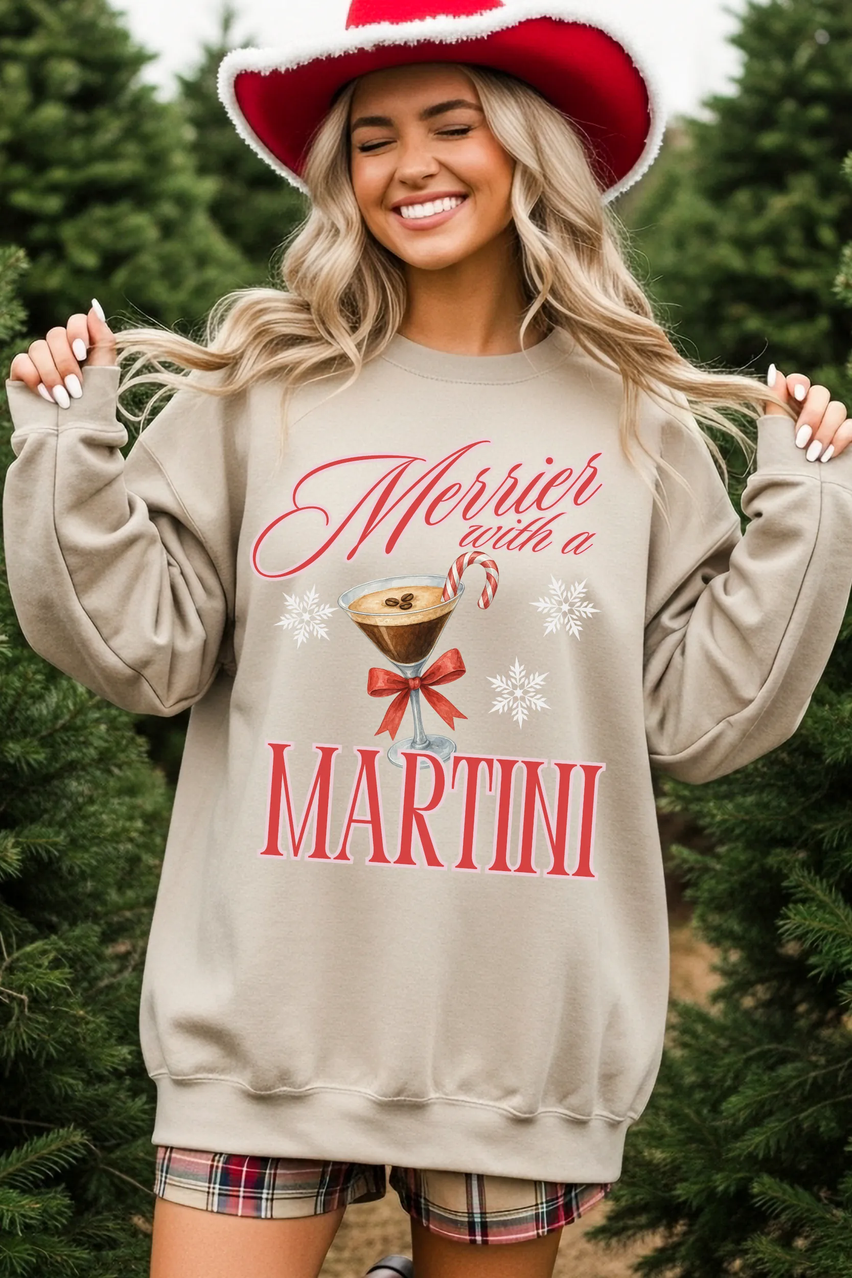 Merrier With A Martini Christmas Crewneck Sweatshirt sold by Amazing Lace