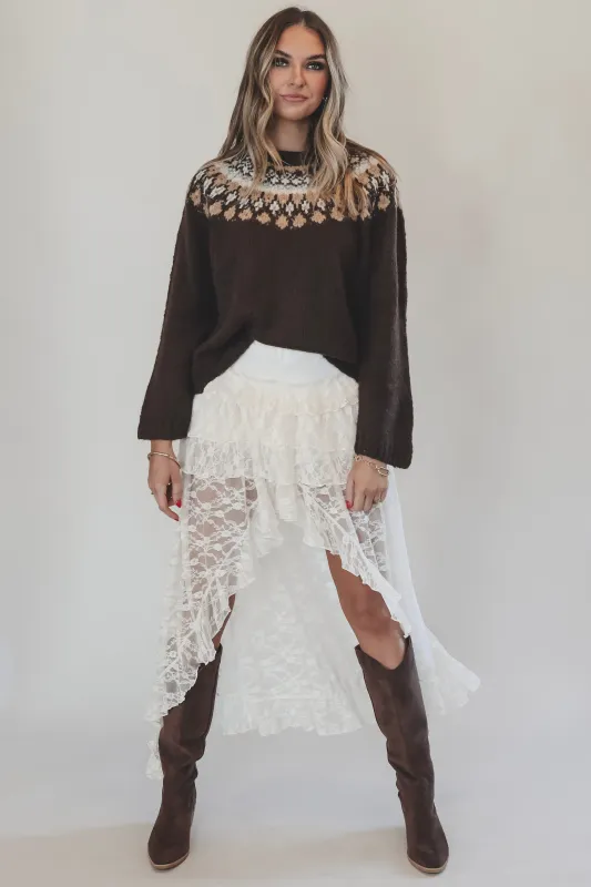 Mountain Kiss Fair Isle Brown Multi Sweater Top sold by Amazing Lace