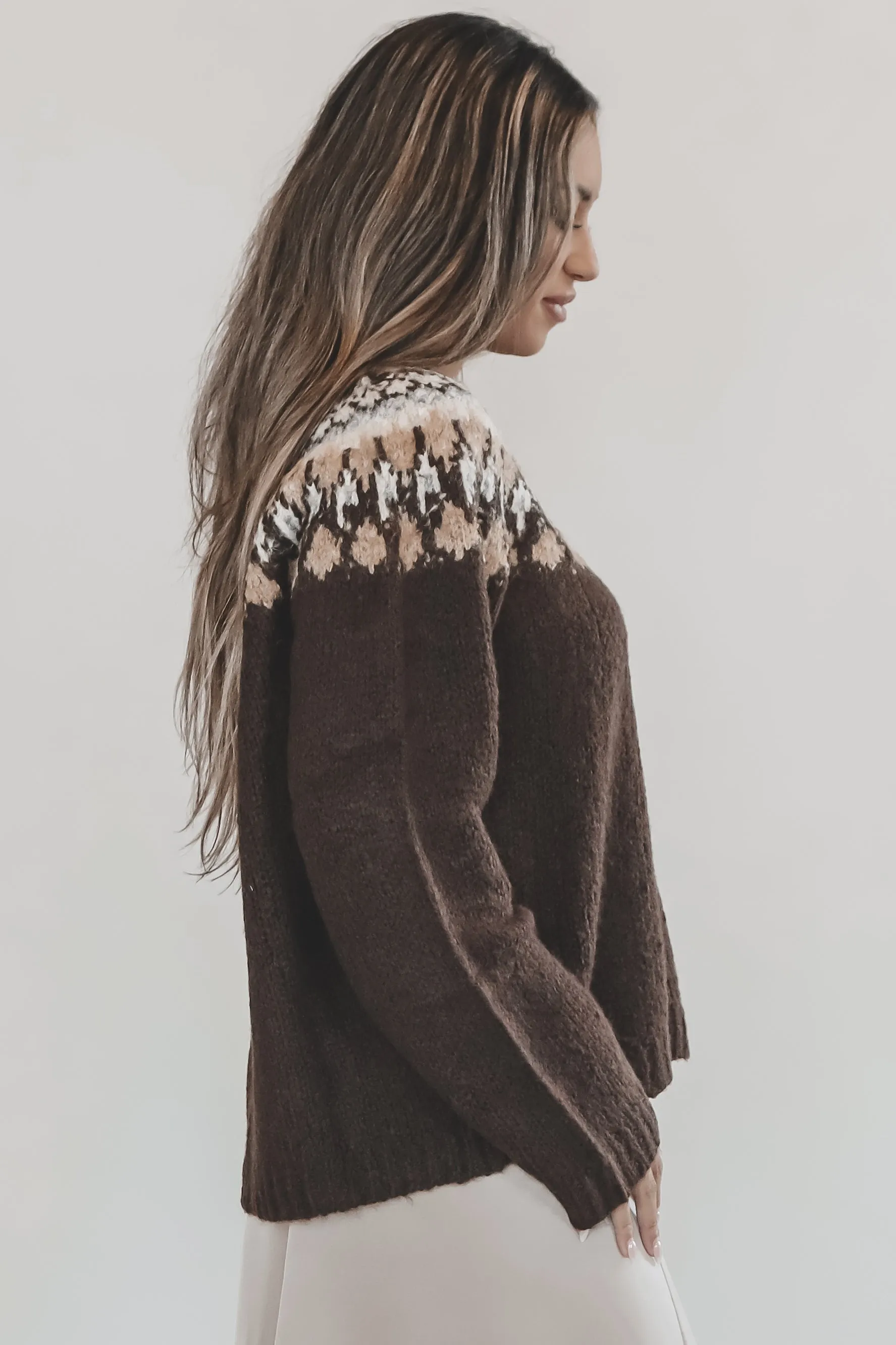 Mountain Kiss Fair Isle Brown Multi Sweater Top sold by Amazing Lace product image thumbnail 5