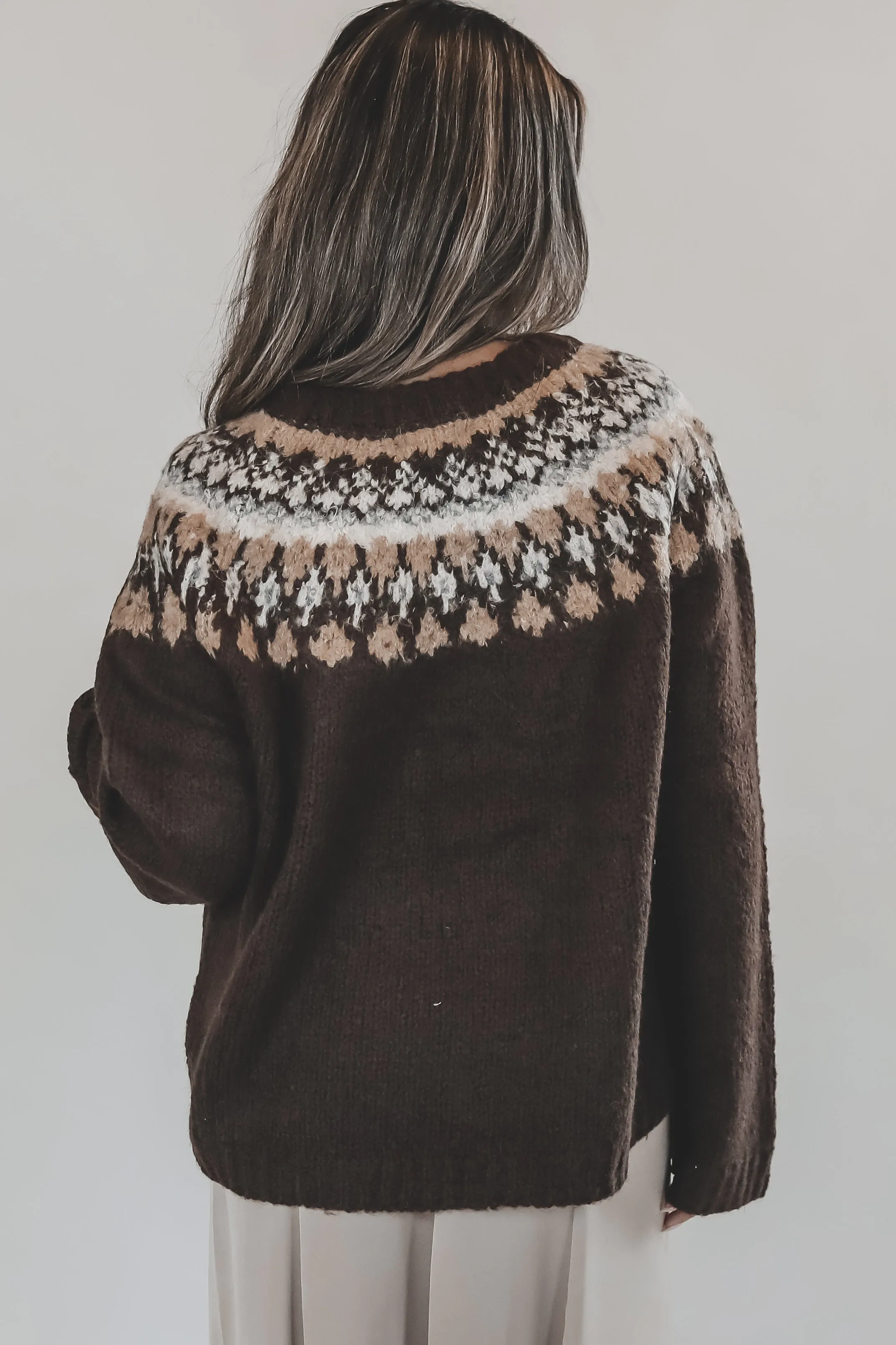 Mountain Kiss Fair Isle Brown Multi Sweater Top sold by Amazing Lace product image thumbnail 4