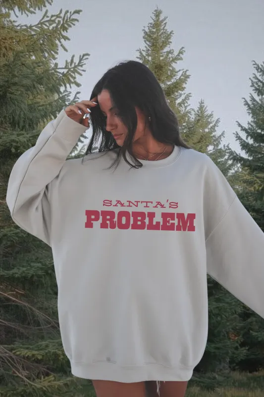 Santa’s Problem Sweatshirt Cute Funny Christmas Crewneck Cozy Holiday Pullover for Women sold by Amazing Lace