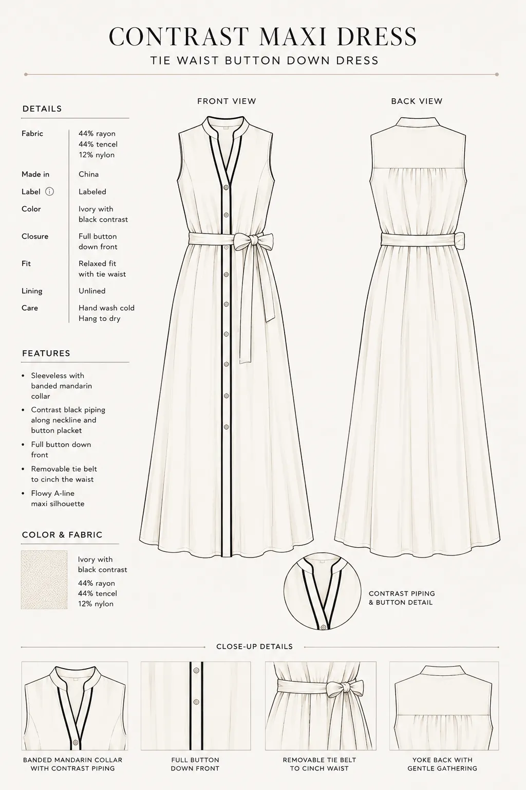 Harbor Lights Contrast Trim Maxi Dress sold by Amazing Lace product image thumbnail 4