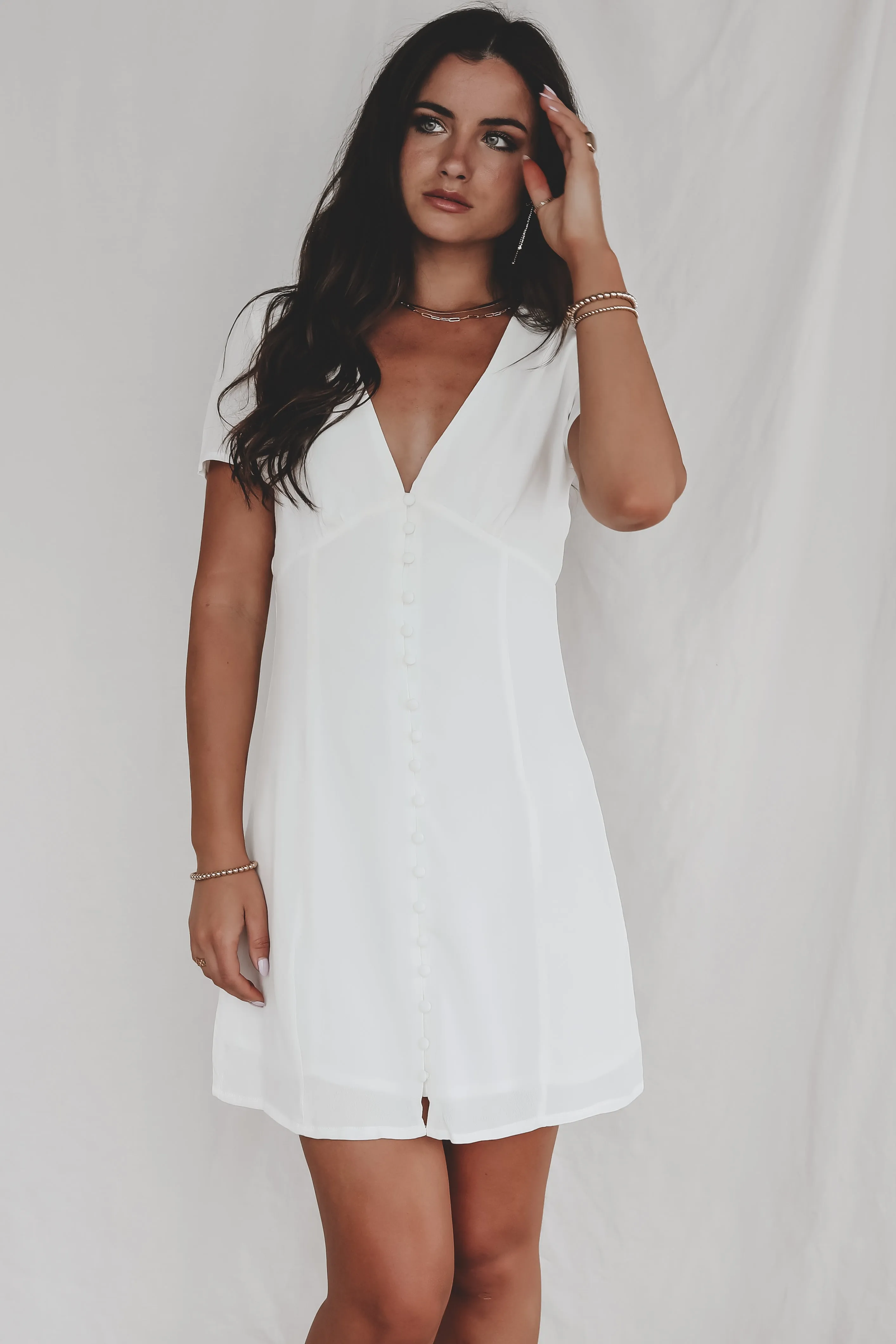 Miss Professional White Short Sleeve Button Up Mini sold by Amazing Lace product image thumbnail 3