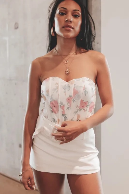 Fun In The Sun Off White Floral Corset Top sold by Amazing Lace