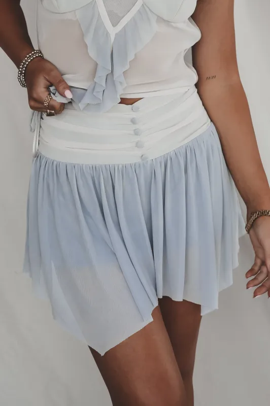 Ladylike Silver Gray Mesh Mini Skirt sold by Amazing Lace