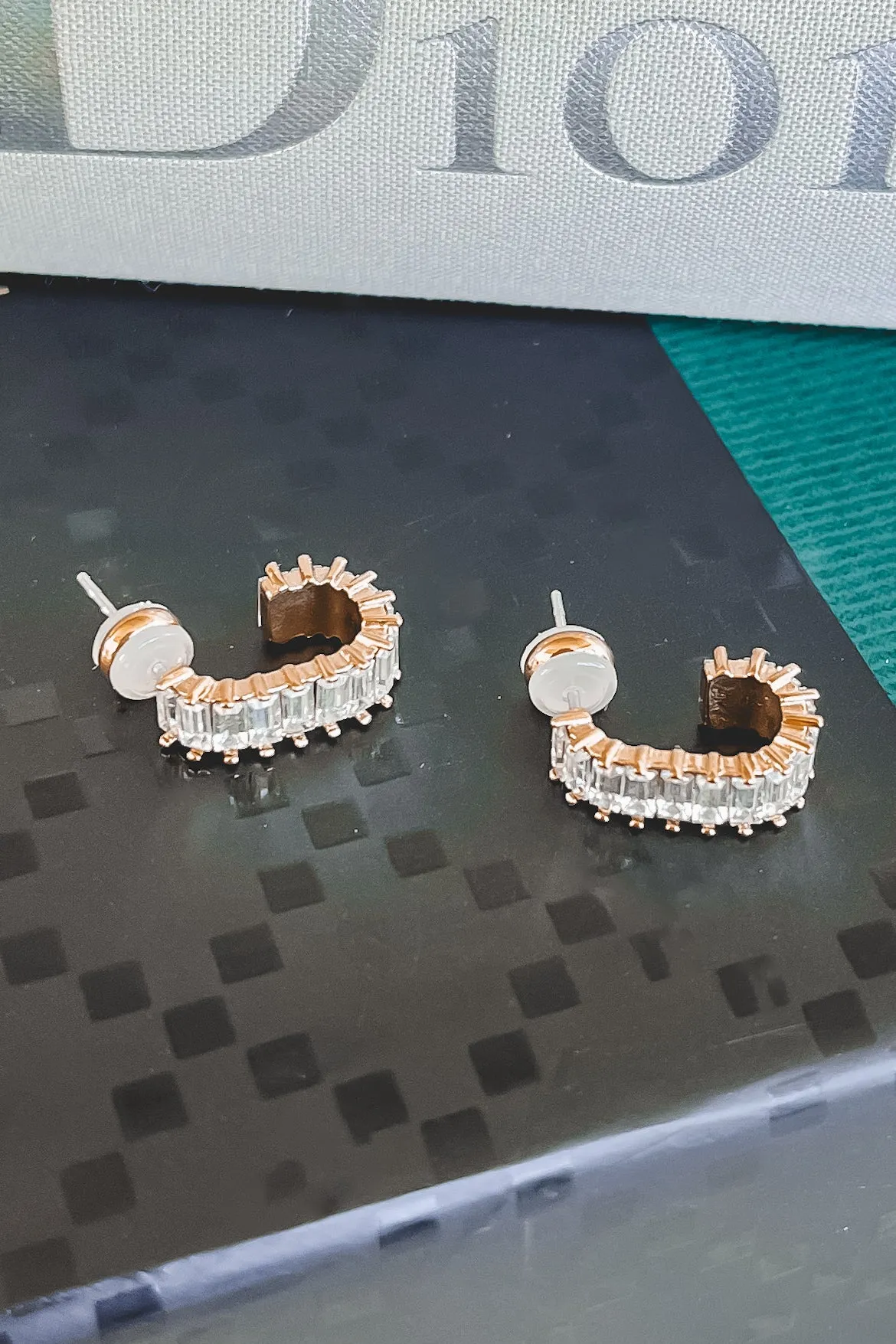 Something Sparkly 18k Gold Square Diamond Hoops sold by Amazing Lace product image thumbnail 4