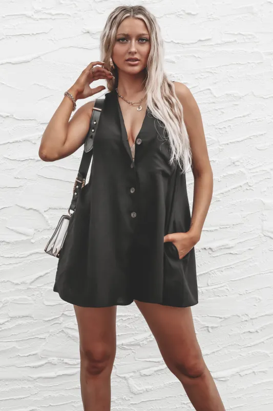 The Best Of The Best Button Up Black Romper sold by Amazing Lace
