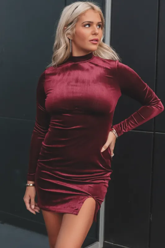DEAL A Very Classy Spot Velvet Long Sleeve Dress sold by Amazing Lace