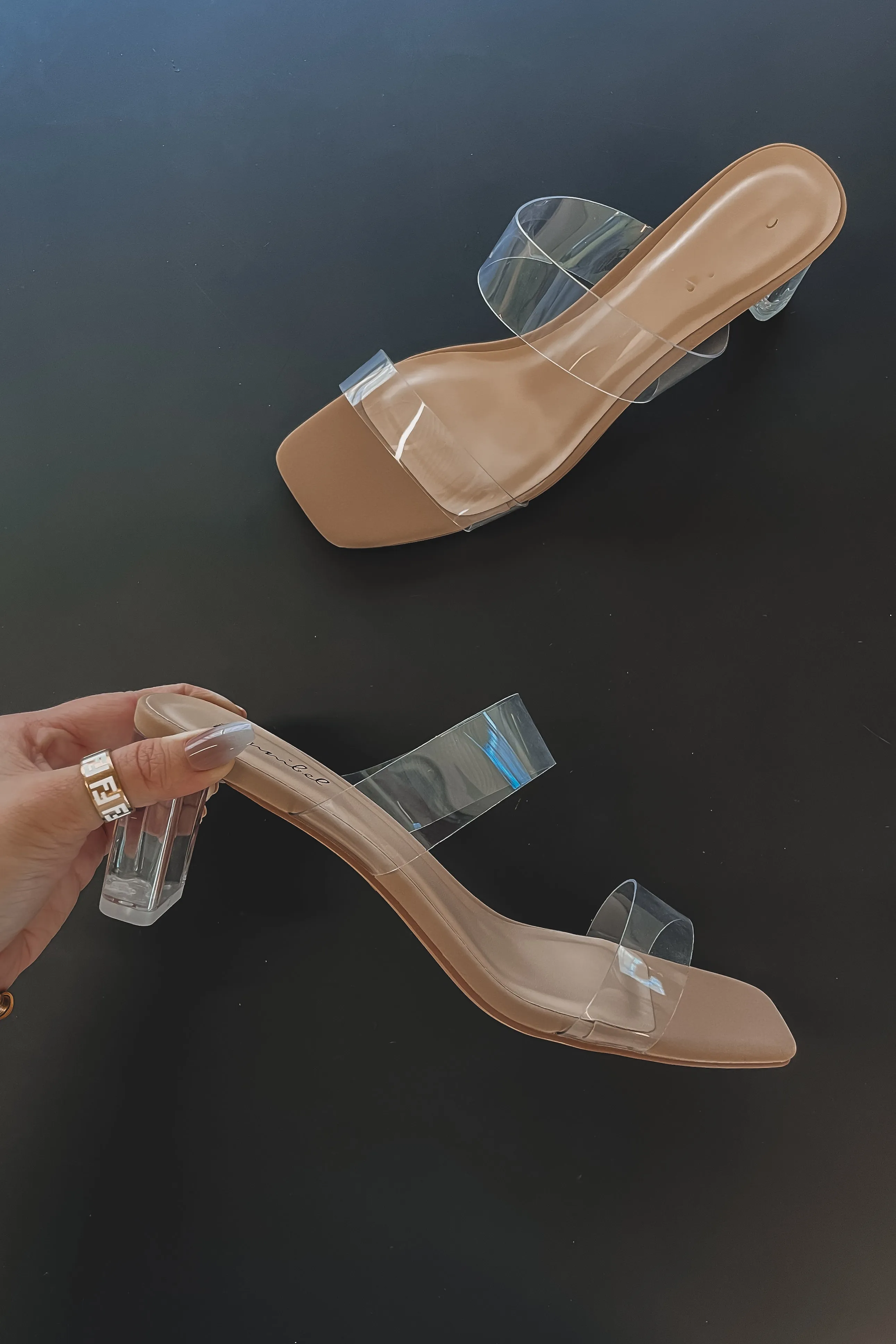 Goes With Everything Clear Strap Slip On Heels sold by Amazing Lace product image thumbnail 5