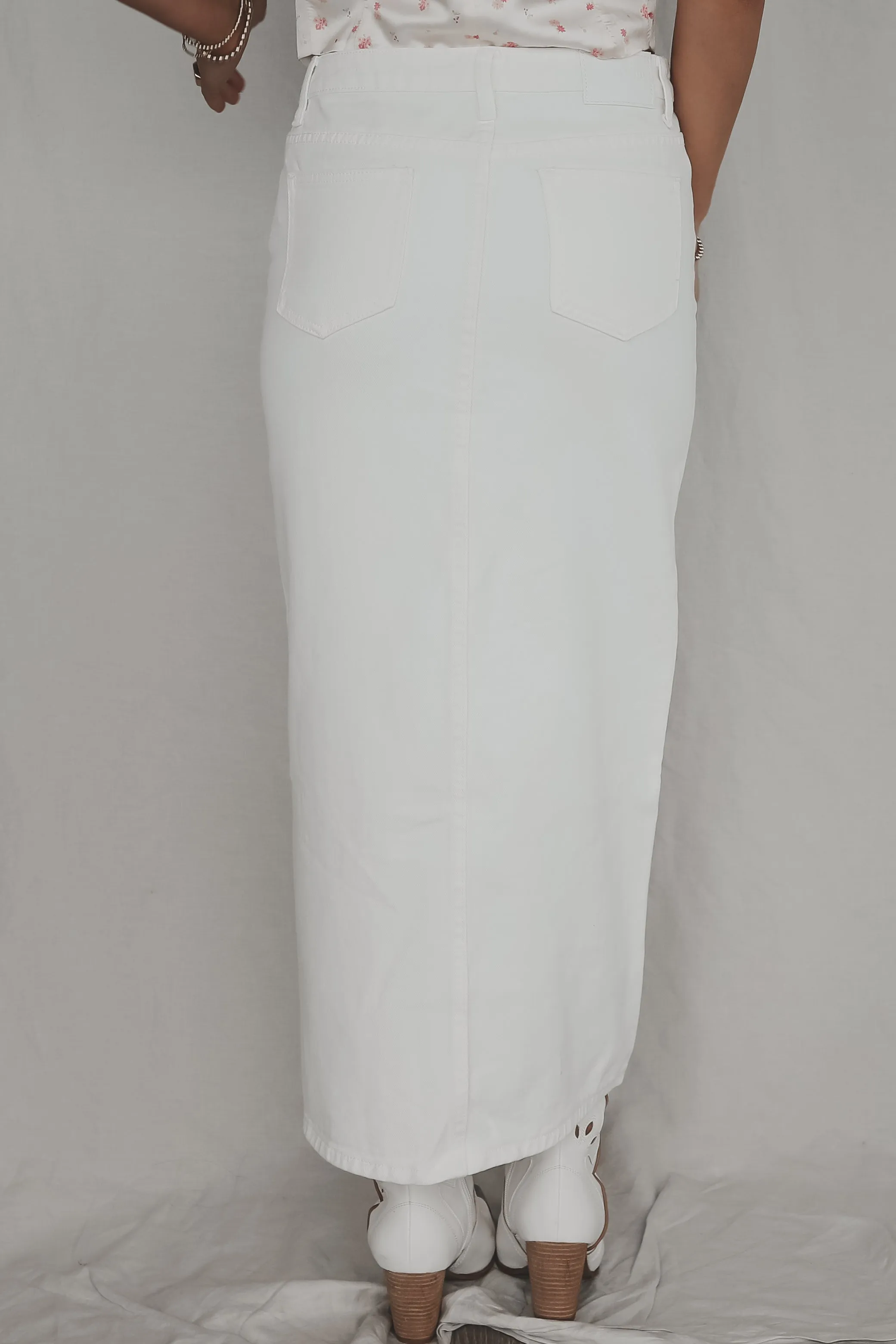 DEAL Woke Up Western White Denim Maxi Skirt sold by Amazing Lace product image thumbnail 2