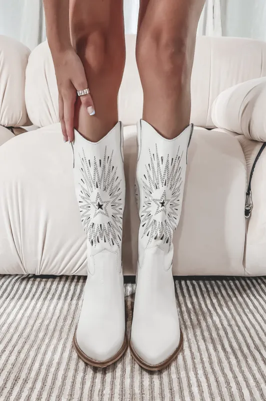 DEAL Walking Downtown White Leather White Western Boot sold by Amazing Lace