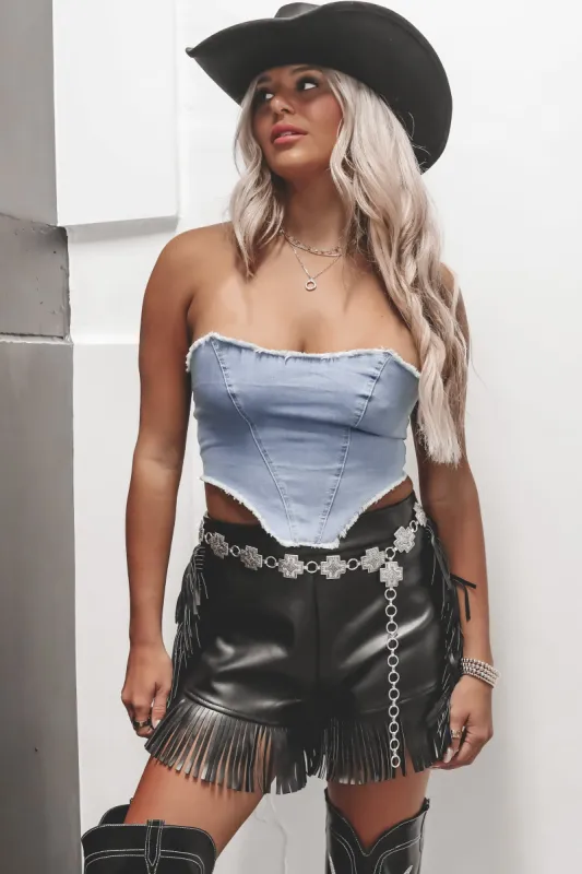 DEAL How We Do It Around Here Denim Top sold by Amazing Lace