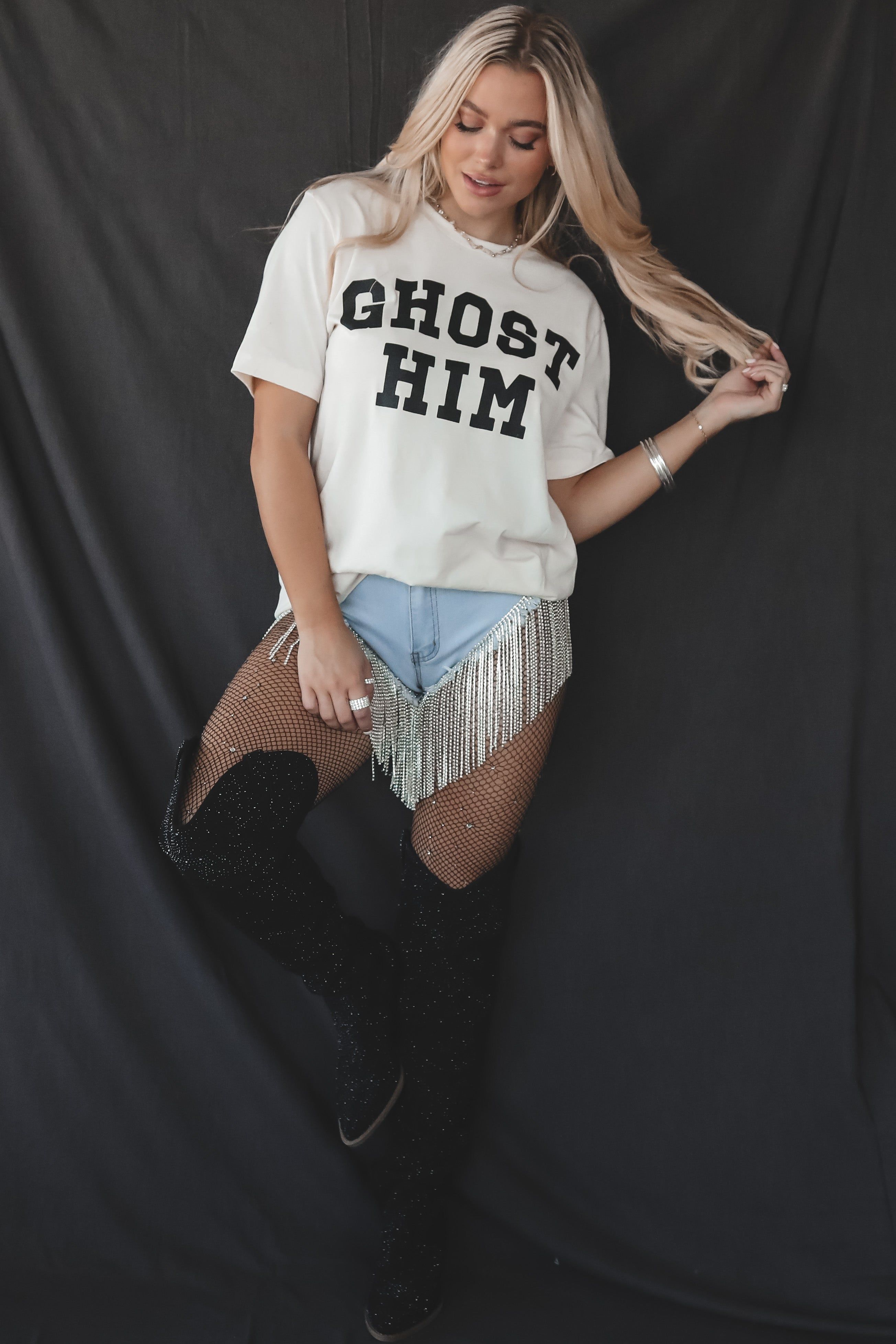 FRIDAY + SATURDAY Ghost Him Graphic Tee sold by Amazing Lace product image thumbnail 4