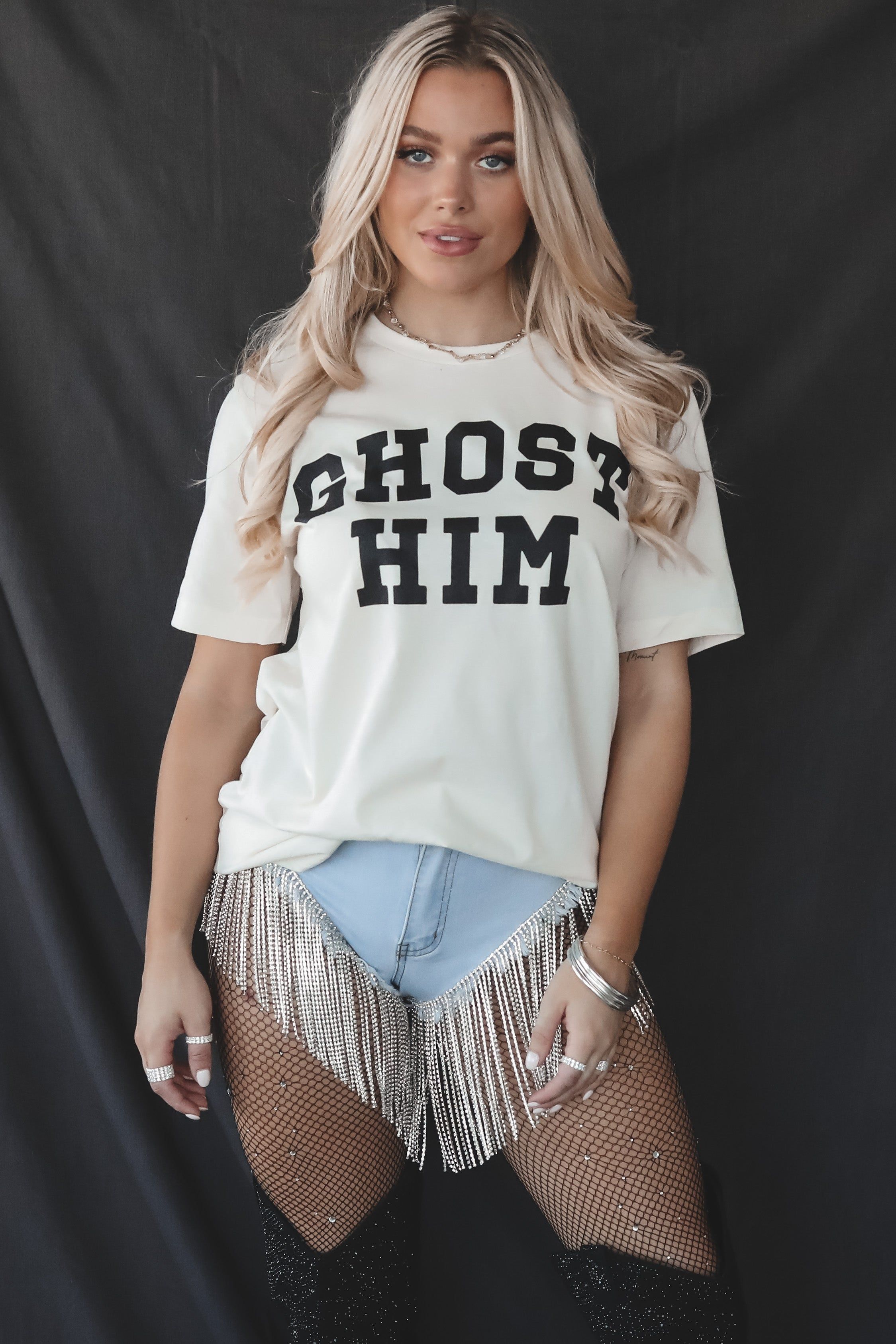 FRIDAY + SATURDAY Ghost Him Graphic Tee sold by Amazing Lace product image thumbnail 3