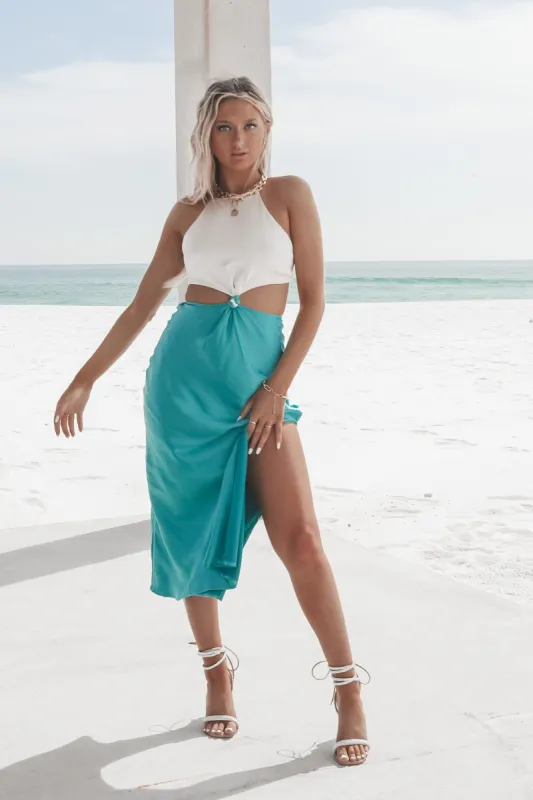 Saying All The Right Things Satin Midi Dress sold by Amazing Lace