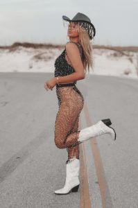 Sparkle Of The Show Mesh Rhinestone Top sold by Amazing Lace