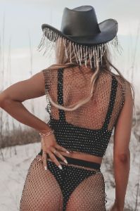 Sparkle Of The Show Mesh Rhinestone Top sold by Amazing Lace