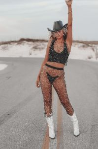Sparkle Of The Show Mesh Rhinestone Top sold by Amazing Lace