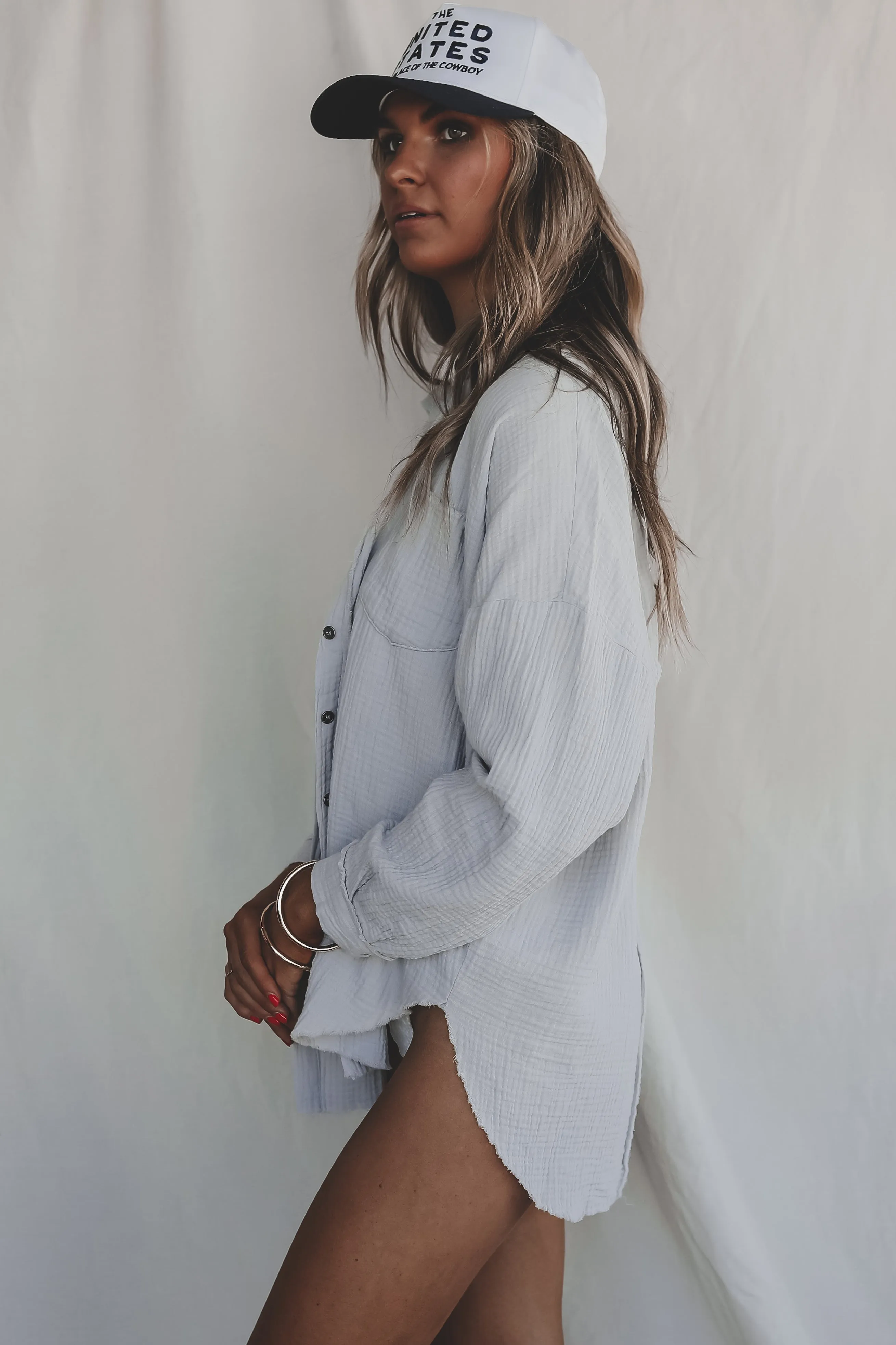 Salty Hair Oversized Linen Button Up Shirt sold by Amazing Lace product image thumbnail 3