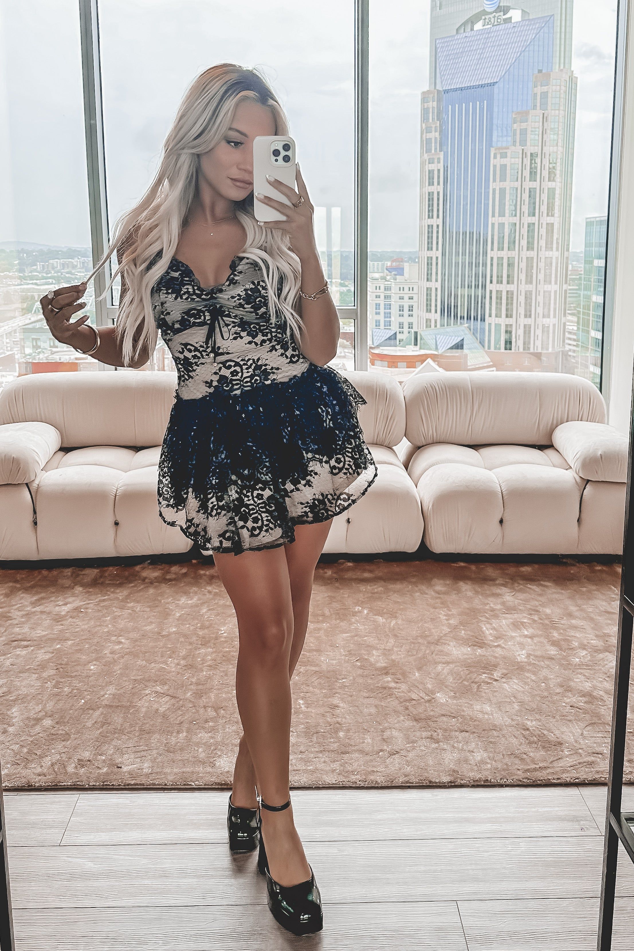 Make A Wish Black Lace Mini Dress sold by Amazing Lace product image thumbnail 3