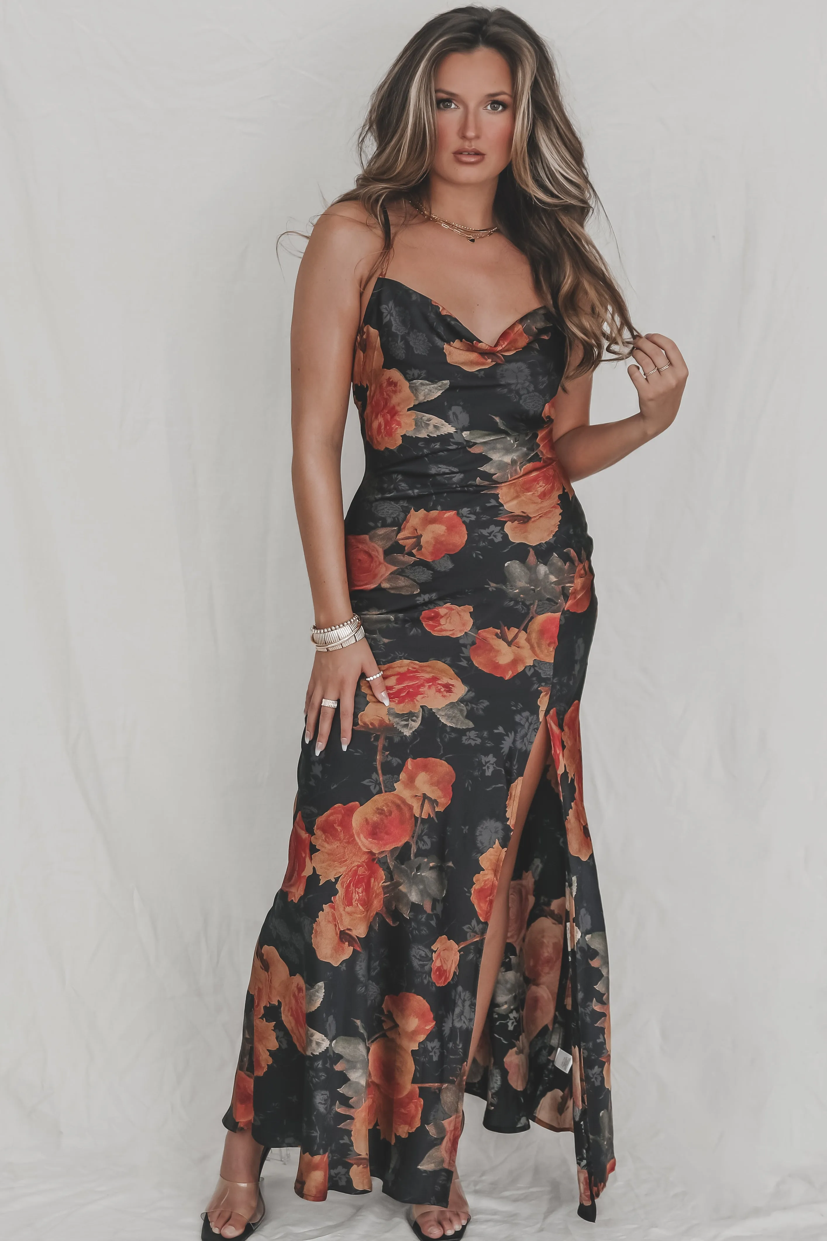 DEAL Midnight Hour Floral Black Maxi Dress sold by Amazing Lace