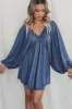 Something Extra Puff Sleeve Deep V Plunge Dress sold by Amazing Lace